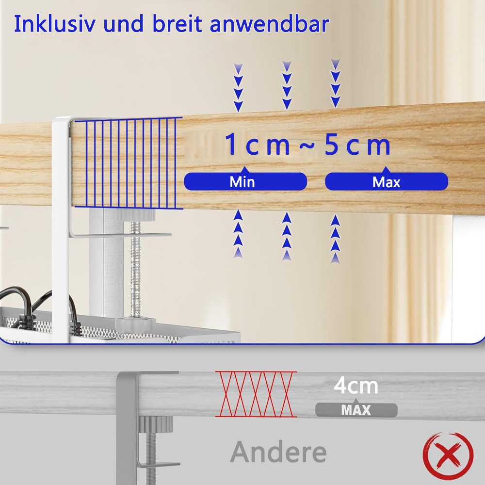 TUWENA Kabelkanal Kabelmanagement unter dem Schreibtisch, mit Klemme für Schreibtisch