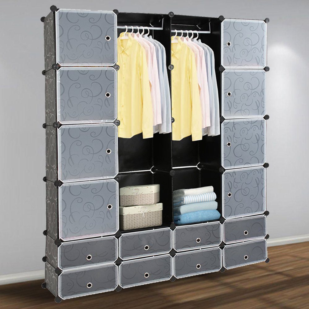 Clanmacy Kleiderschrank Kleiderschrank DIY Steckregal Set Regalsystem Kombischrank Wasser – Bild 3 von 5