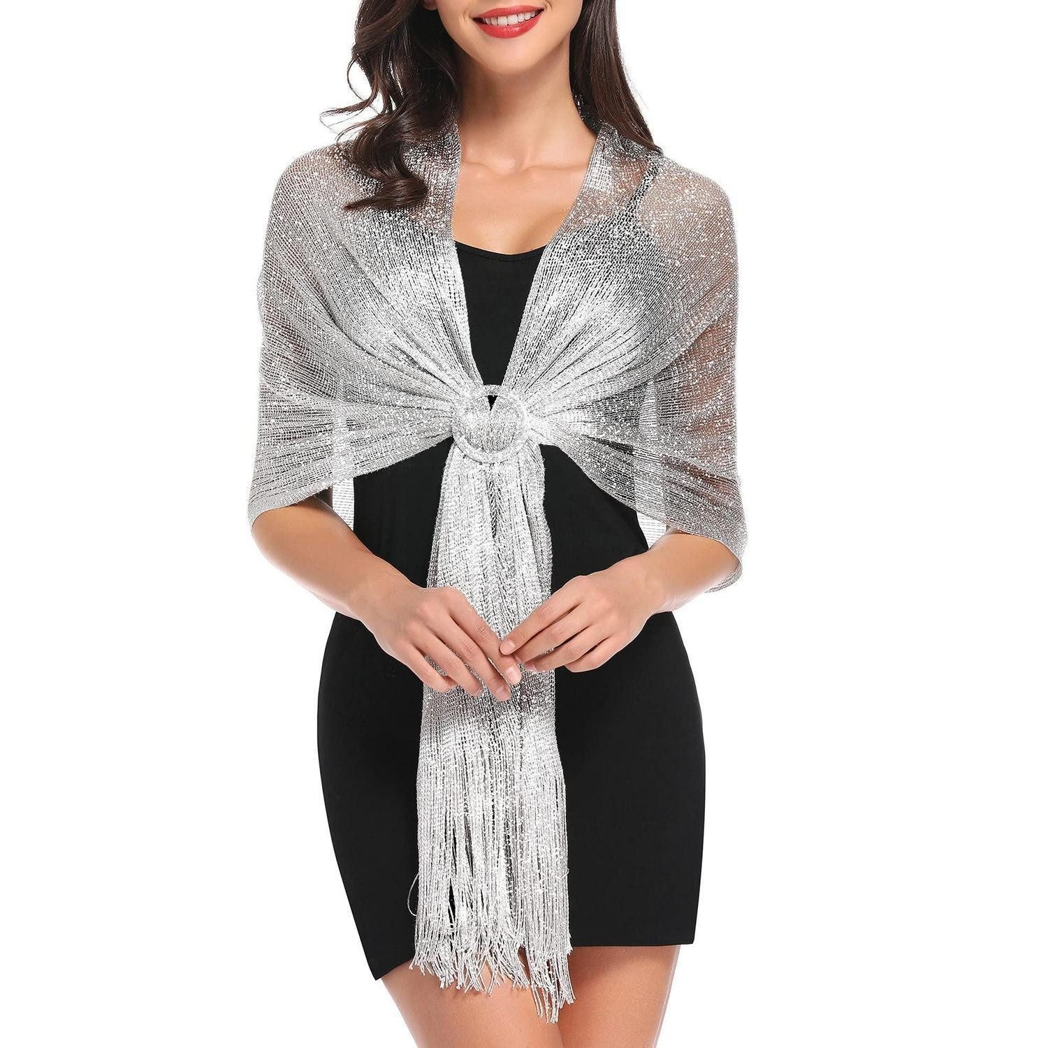 LuxusKollektion Modetuch Funkelndes Metallic-Tuch Silber, (1-St)