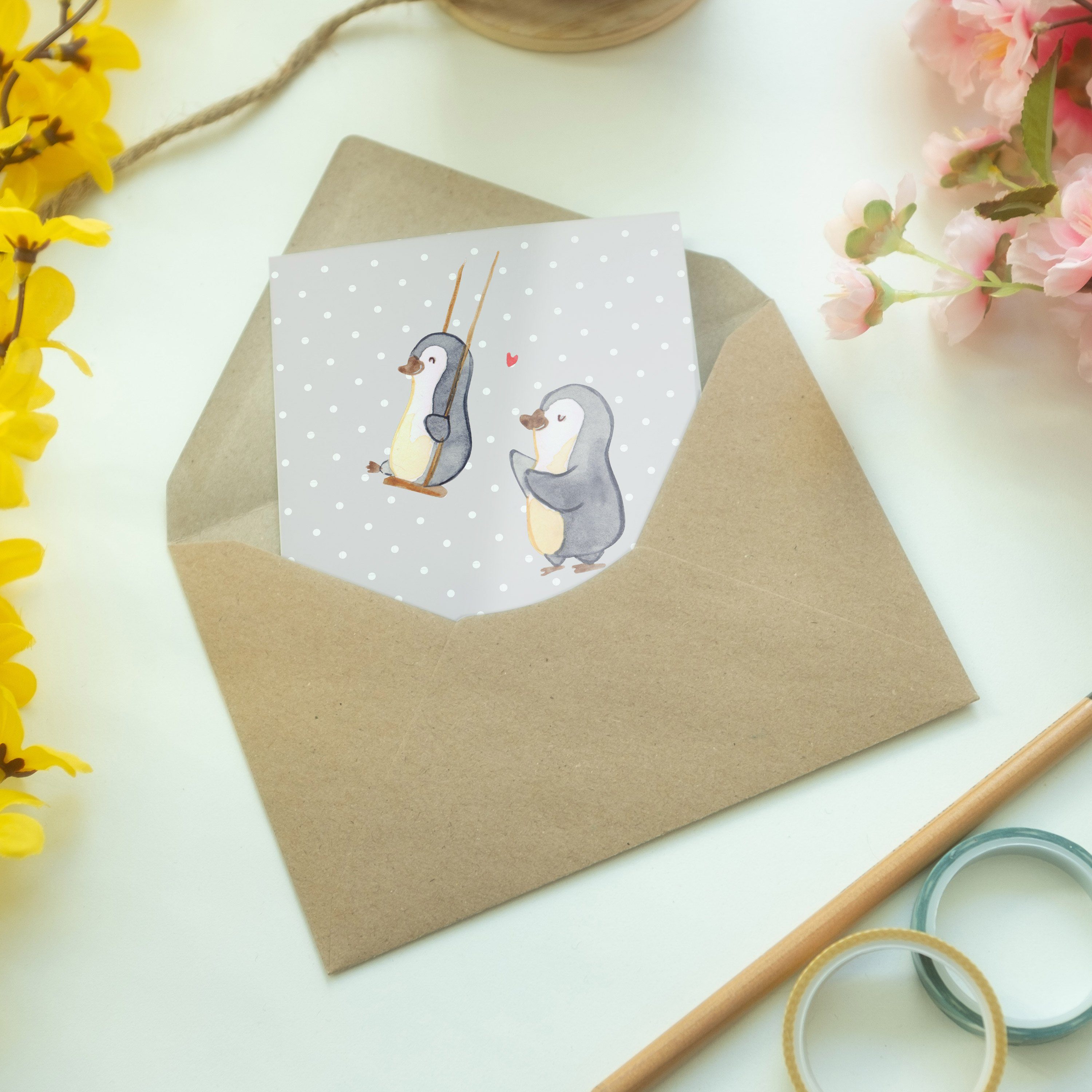 Mrs. Grußkarte Mr. Pinguin Geschenk Großmutter Geschenk, der Grau & - Pastell - Welt Beste Panda