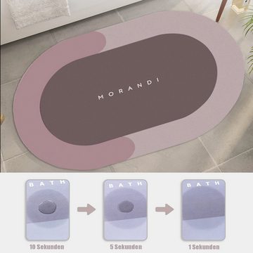 Badematte Rutschfeste Saugfähige Fußmatten, Kieselalgenschlamm Badematte CALIYO, schnell trocknend, strapazierfähig, Baumwollähnliches Vlies + Naturkautschuk, Badematte-Oval, 1, Hochgradig saugfähig/Schnelles Trocknen/Reinigbar