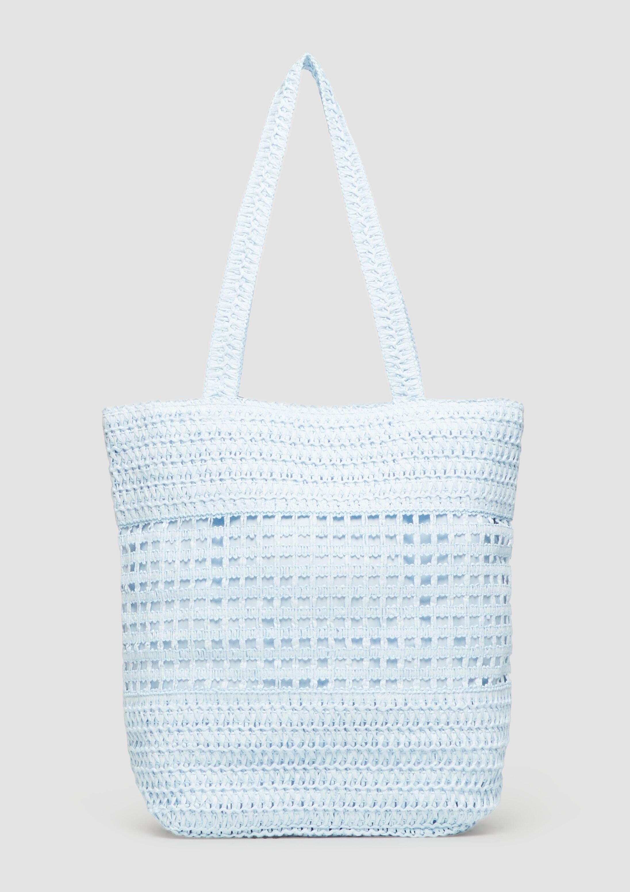 s.Oliver Shopper Tasche, Raffia-Totebag mit Reißverschluss und Schmuck-Detail