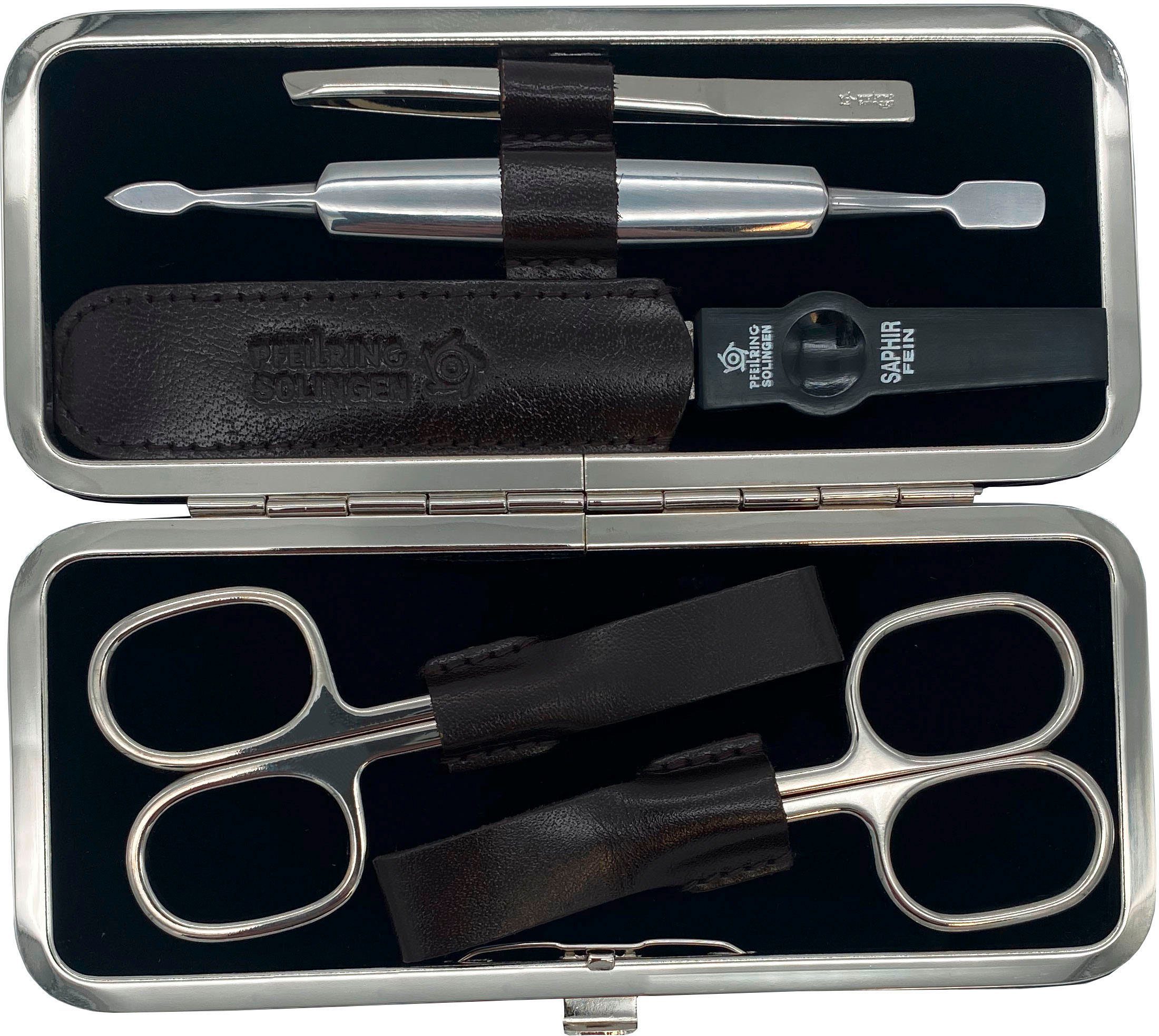 PFEILRING Maniküre-Etui, 5 tlg., Rahmenetui Rindleder