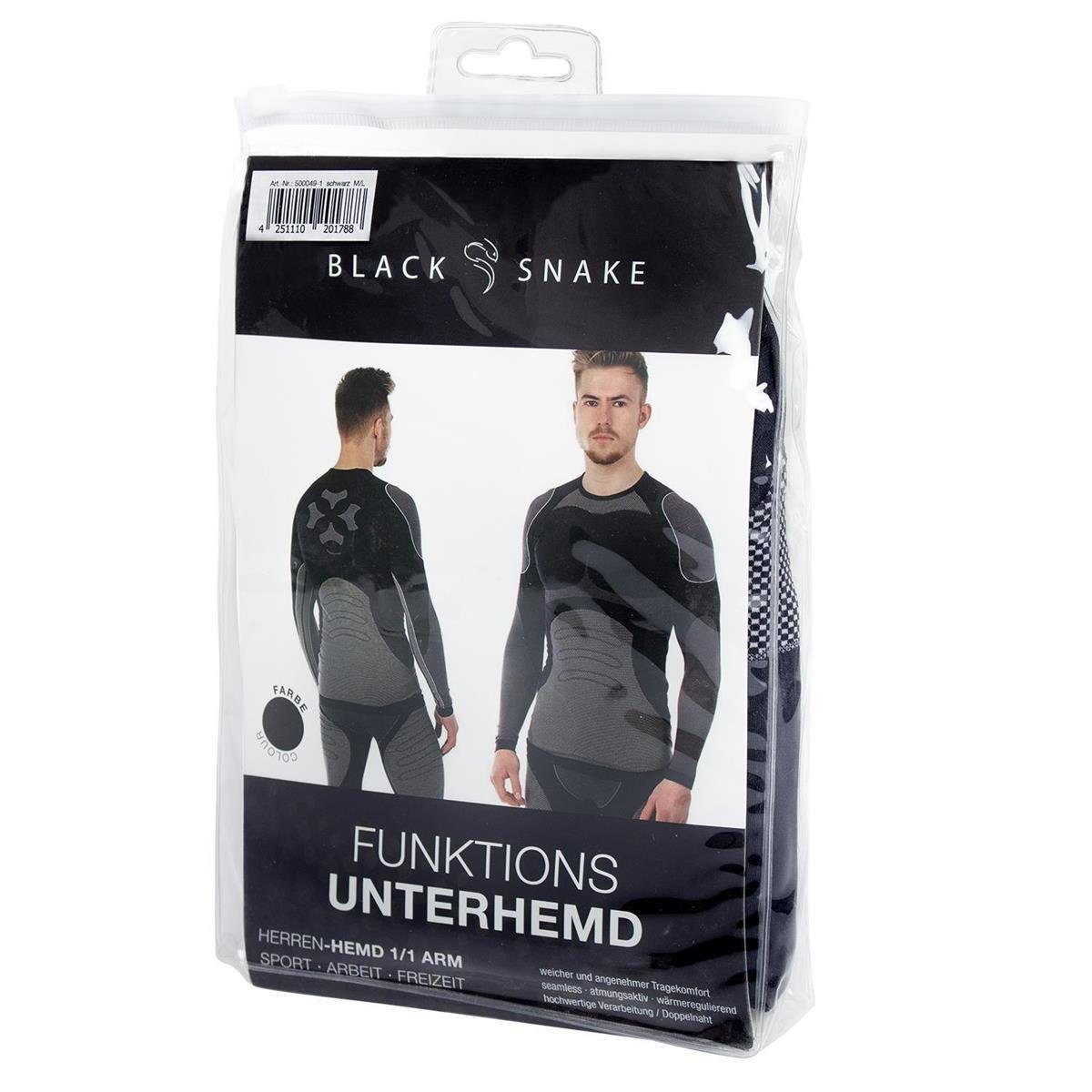 Snake Thermounterhemd (1-St) Schwarz python Sportunterhemd Black Seamless Funktionsunterhemd Skiunterhemd