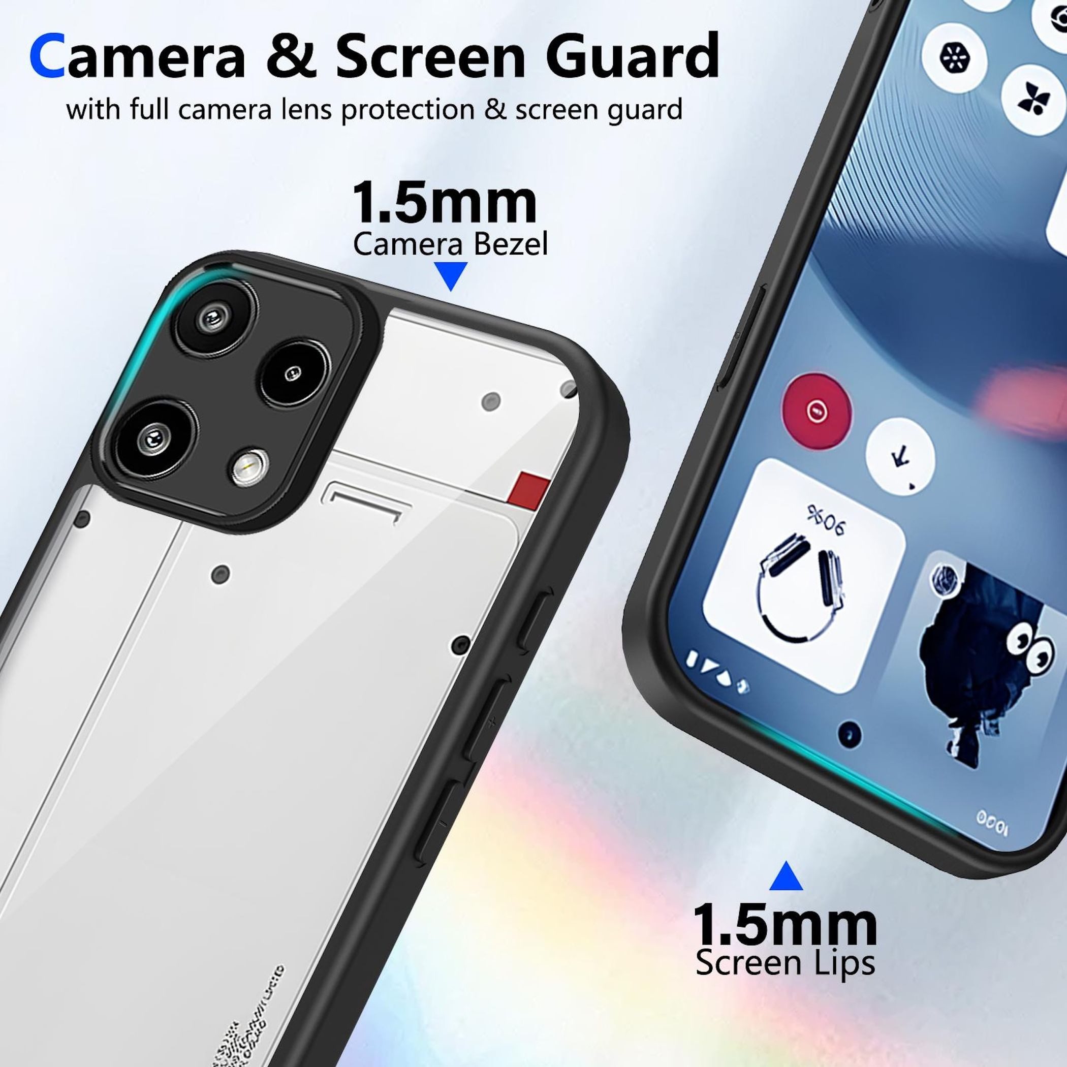 Wigento Handyhülle für Nothing Phone 3a Lite Matte Kunststoff Soft Touch Schwarz, Matte Oberfläche, Soft Touch Gefühl – Bild 4 von 5
