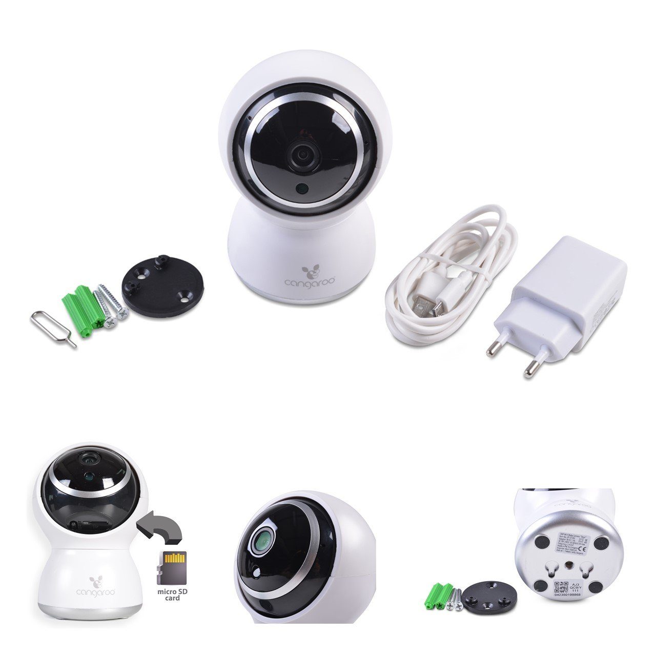 Kamera, Wi-Fi/Lan Video-Babyphone Babyphone Drehung, 360° LED-Infrarot-Nachsicht Cangaroo Teya,