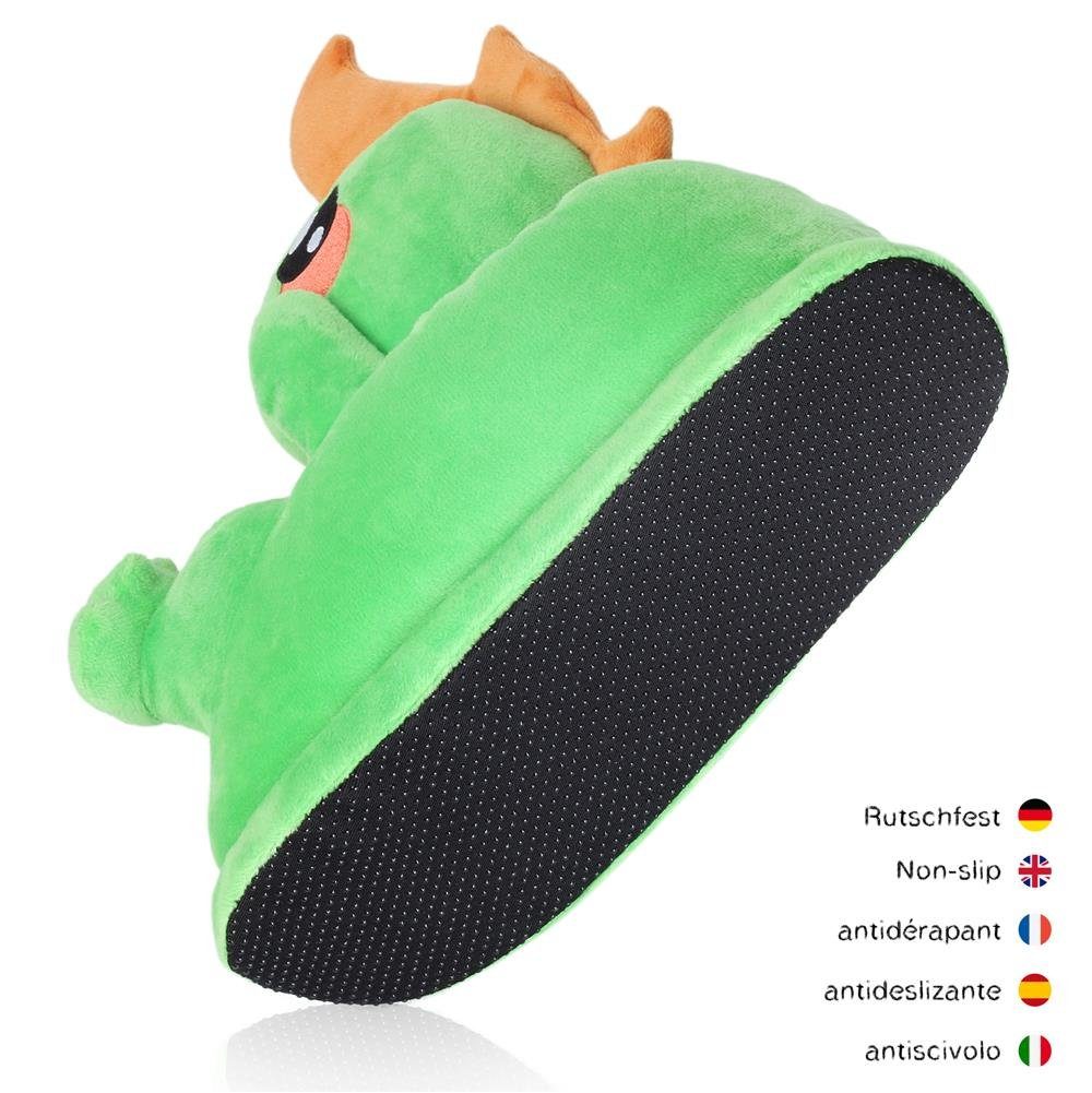 Corimori Tier Pantoffeln für Erwachsene Einheitsgröße 34-44 Plüsch Hausschuhe (Packung, Geschenk) EU Einheitsgröße 34-44, Dinosaurier Byte, für Kinder und Erwachsene
