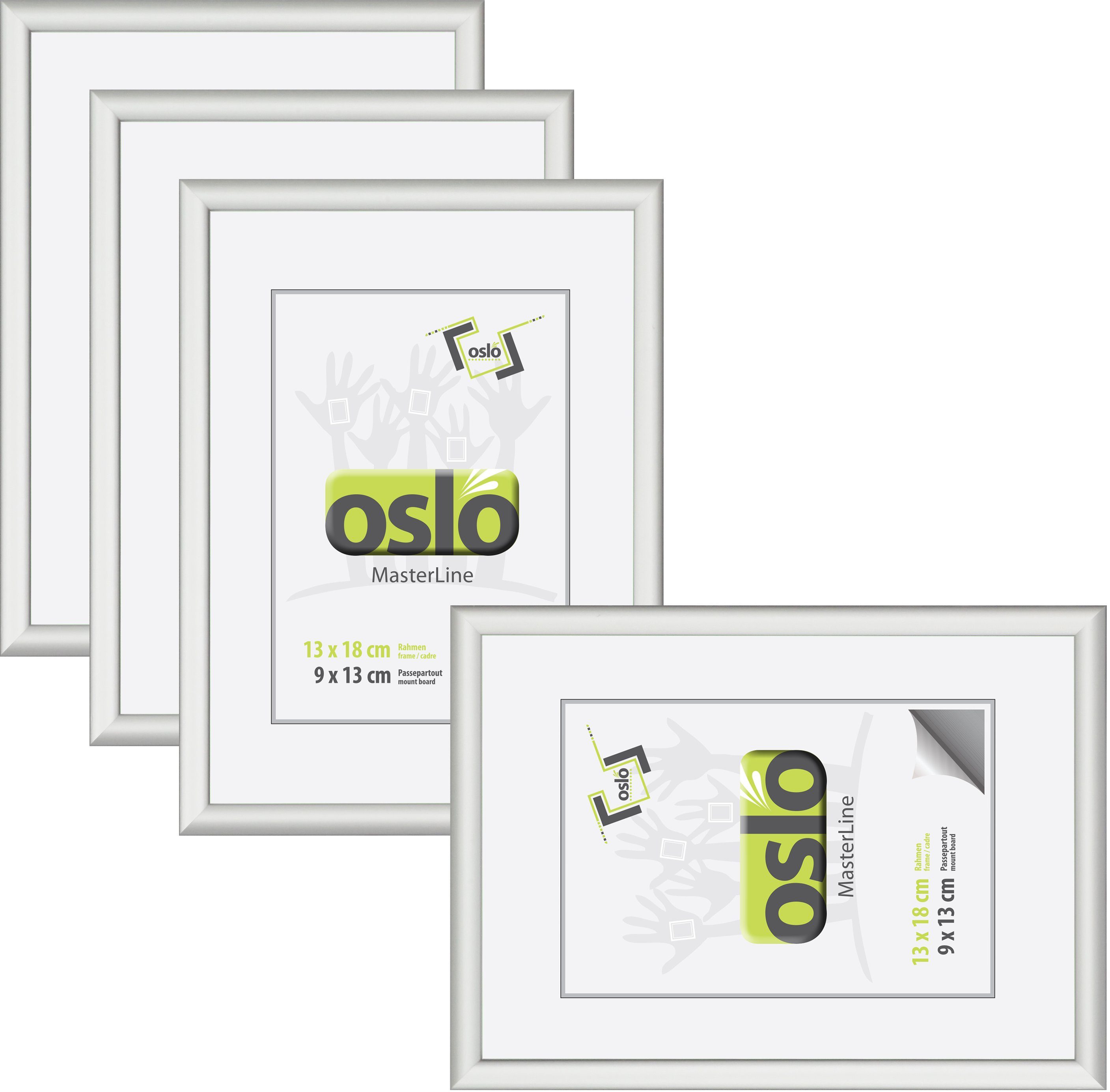 Oslo MasterLine Bilderrahmen Fotorahmen Puzzlerahmen Aluminium Glasscheibe schmal Hoch- Querformat, blau matt Portraitrahmen mit Aufsteller, Alu