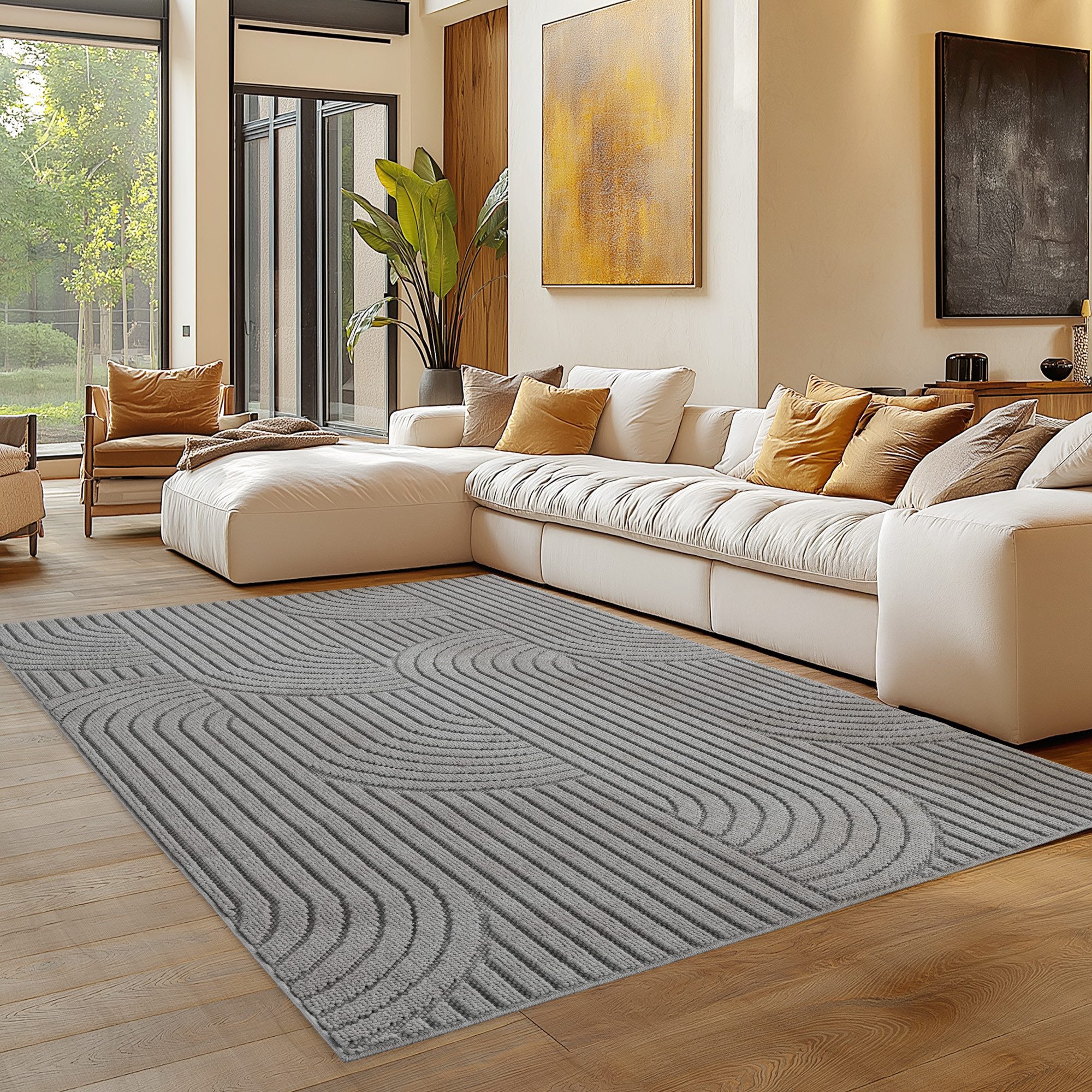 Carpettex Designteppich Einfarbig Boucle Loop, Rechteckig, Höhe: 7 mm, Teppich Wohnzimmer, Schlafzimmer, Gästezimmer