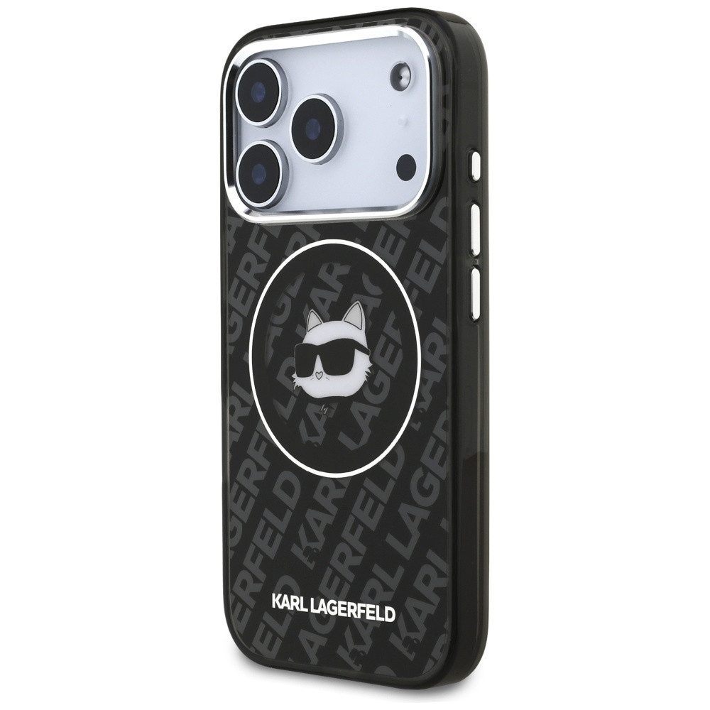 KARL LAGERFELD Handyhülle MagSafe iPhone 17 Pro Kunststoff schwarz Logo Katze 6,3 Zoll, Kantenschutz