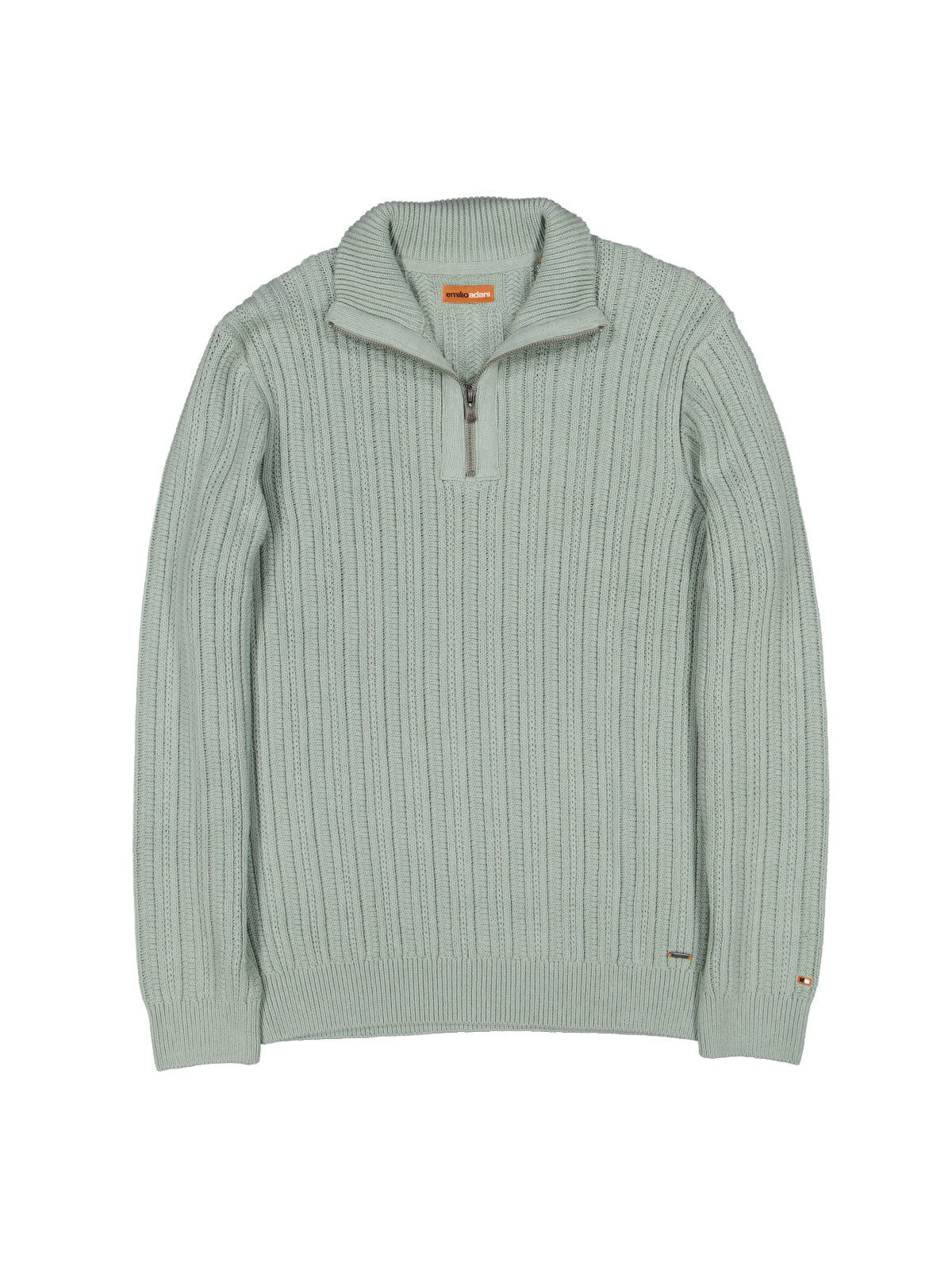 emilio adani Stehkragenpullover Herren Pullover mit Troyerkragen, Hellgruen