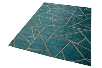 Teppich Orientteppich Wohnzimmer Teppich Geometrisches Muster in Türkis Bronze, Teppich-Traum, rechteckig, Höhe: 0,9 mm