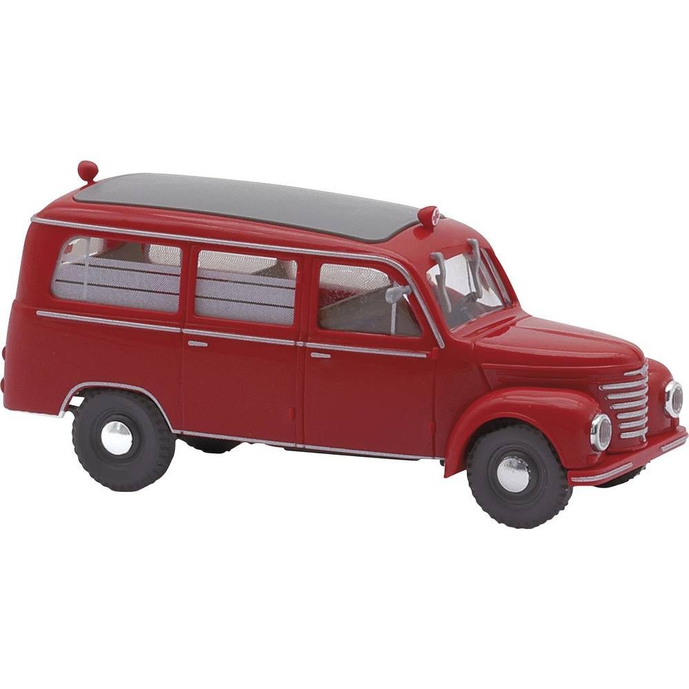 Busch Modelleisenbahn-Straße H0 Einsatzfahrzeug Modell Framo V901/2 Bus, Feuerwehr/Krankenwagen