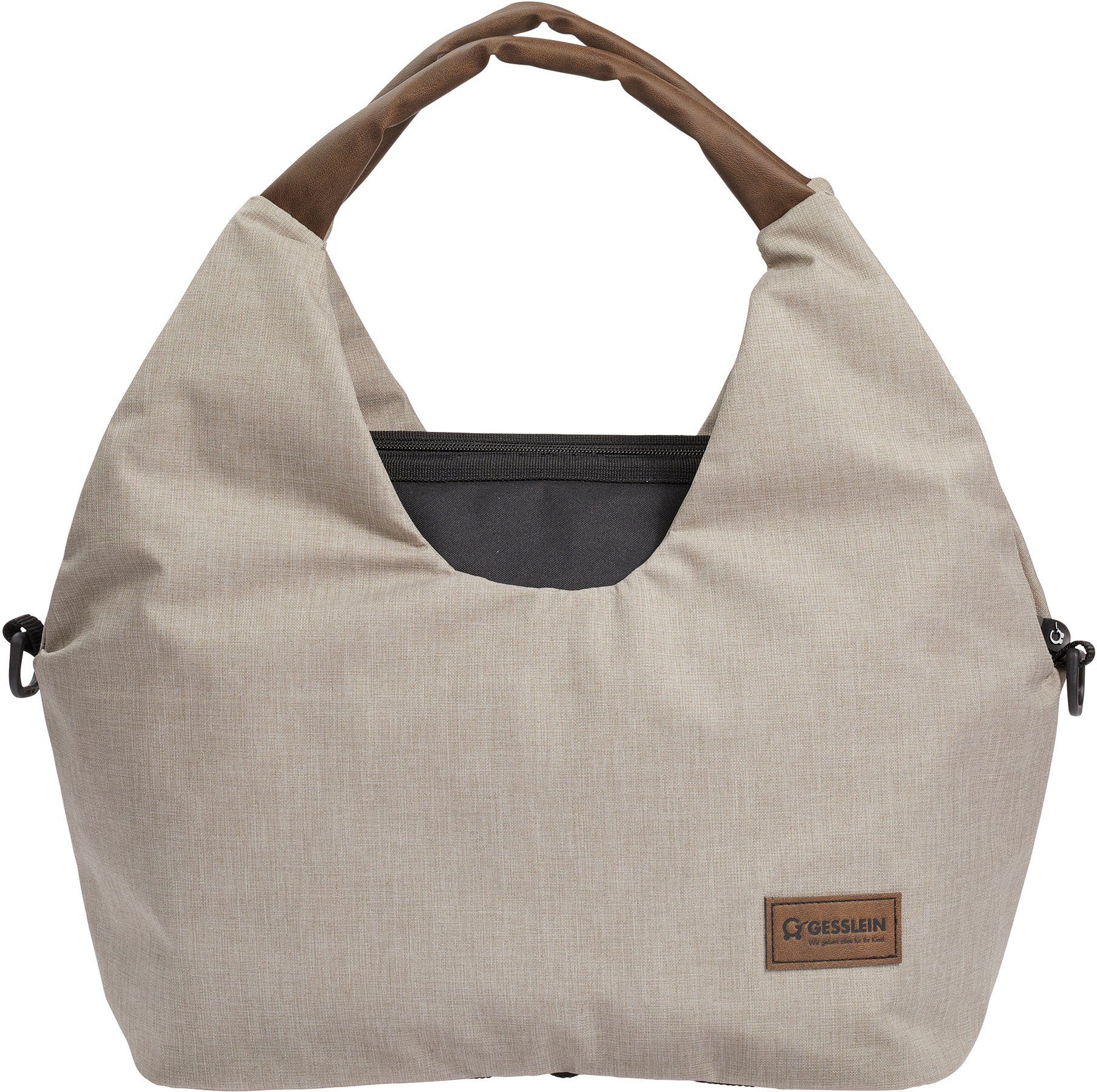 Wickeltasche N°5, beige meliert/tabak