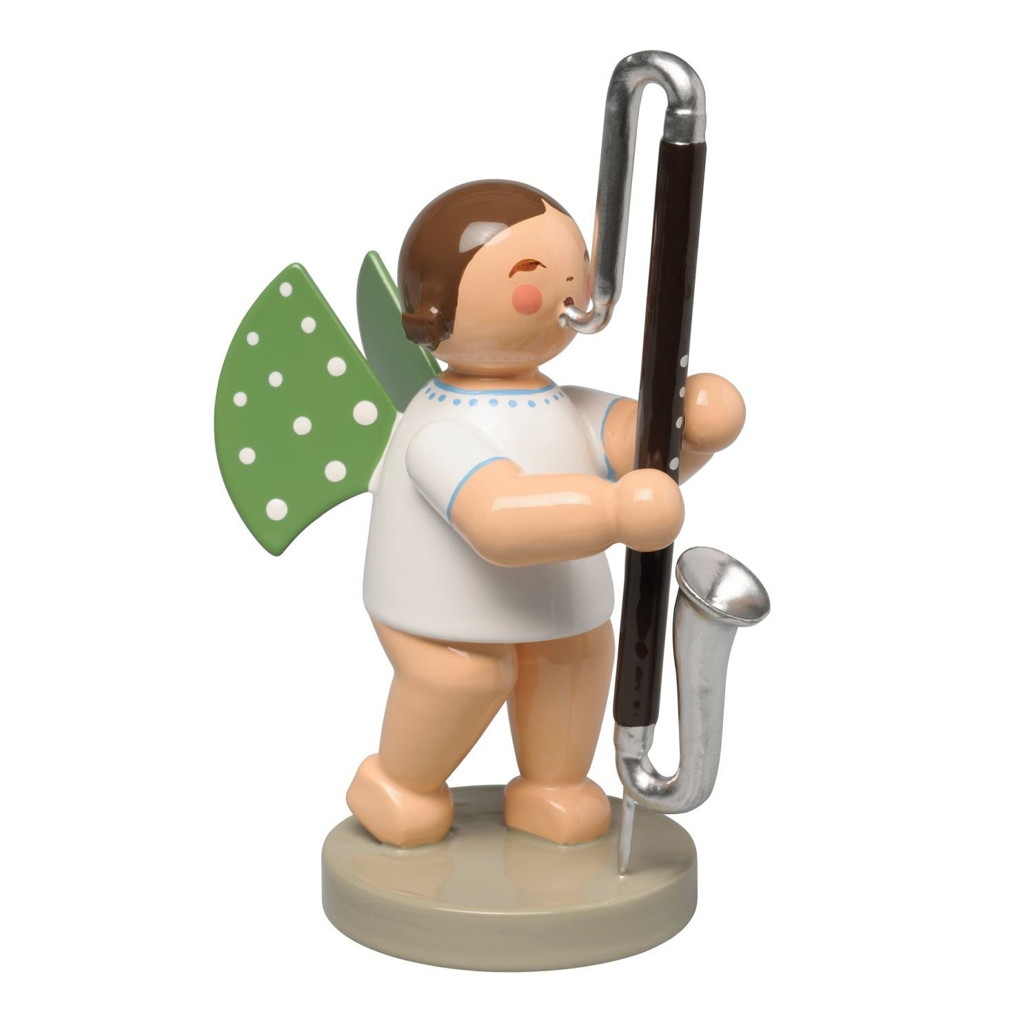 Wendt & Kühn Weihnachtsfigur Engel mit Kontrabassklarinette 650/76, Haarfarbe zufällig blond oder braunhaarig