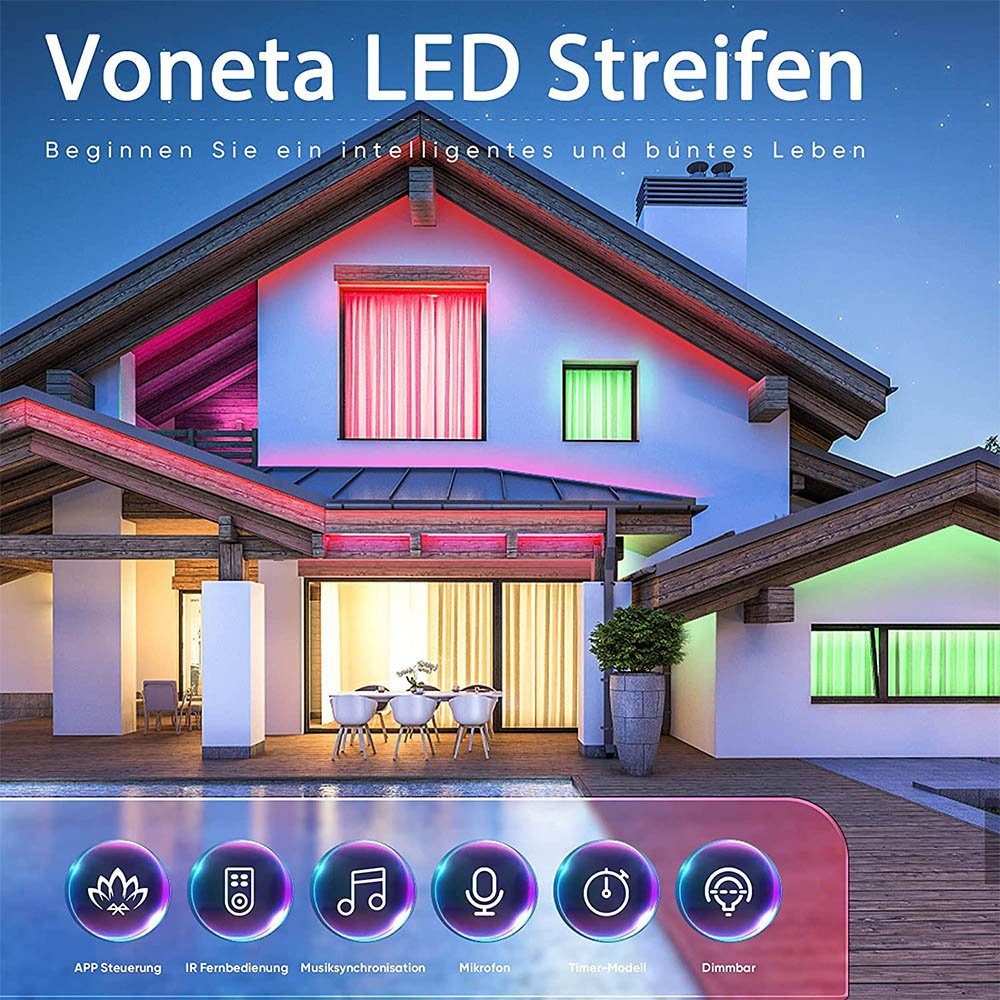 Dedom LED Stripe Lichterketten, Lichter/M, LED Lichtstreifen, Streifen, 18 Strip, RGB Gesamtlänge 10M, Infrarot-Fernbedienung, LED- Bareboard