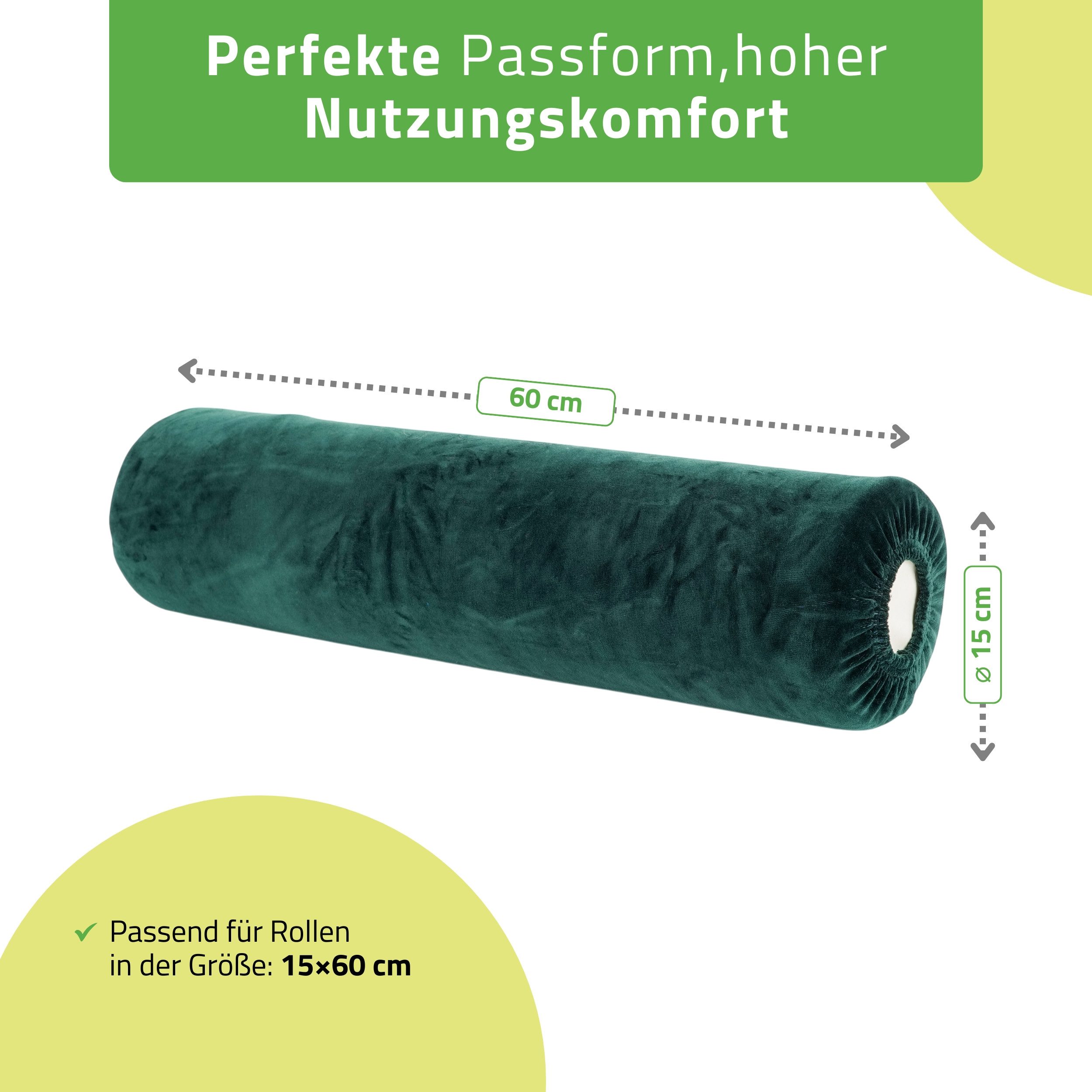 Habys Massageliege Velours Bezug für Lagerungsrolle, Vollrolle, Nackenkissen, 15x60 cm