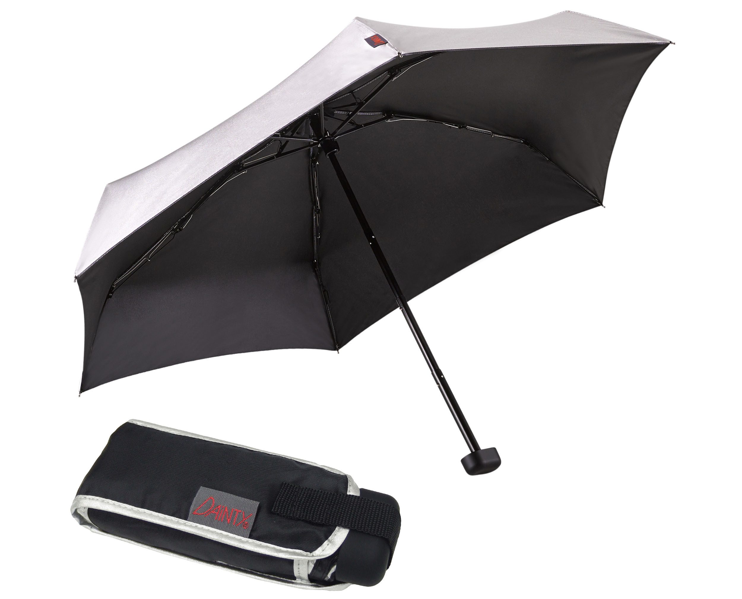 EuroSCHIRM® Taschenregenschirm Dainty, silber, besonders leicht, super flac günstig online kaufen