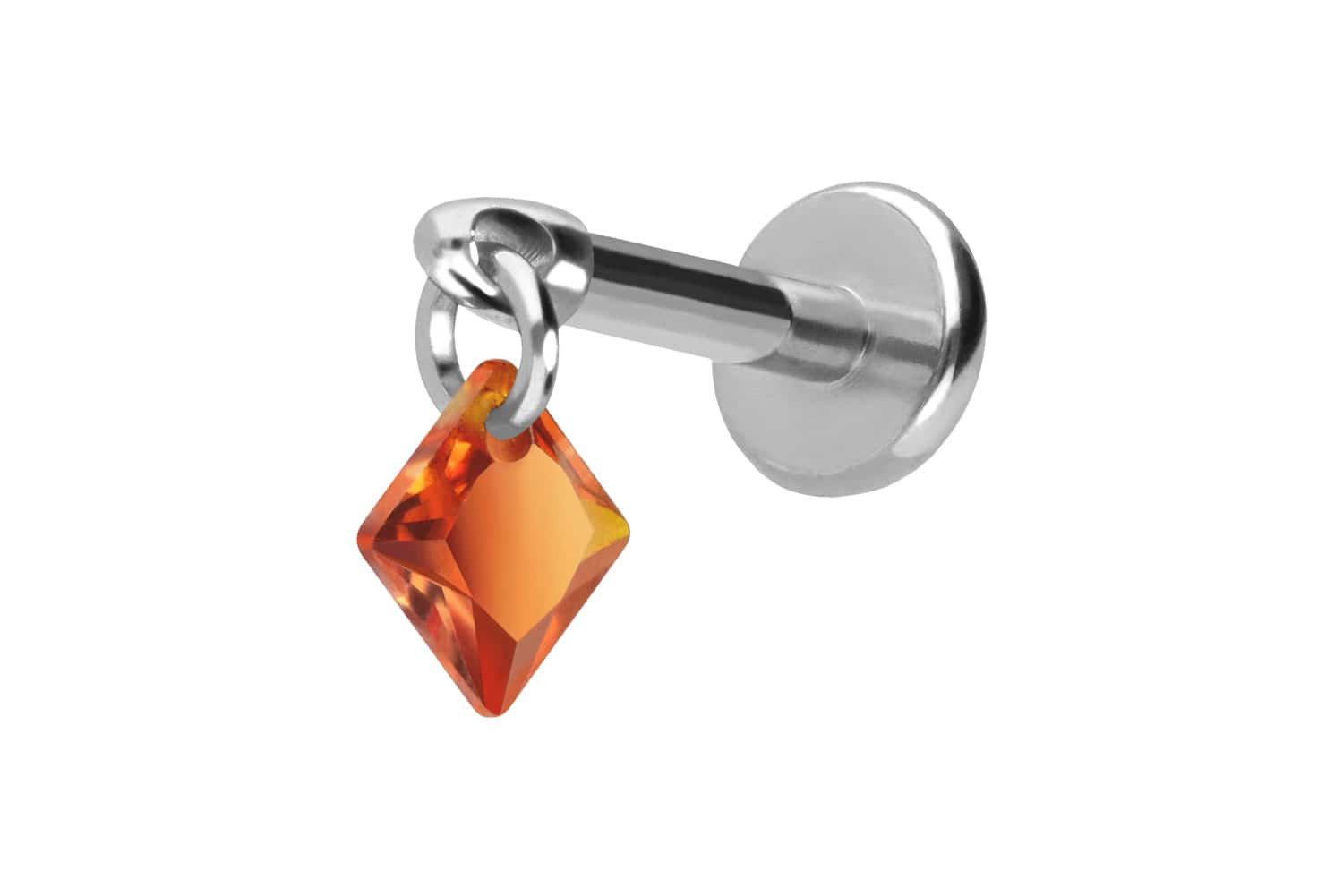 PIERCINGLINE Piercing-Set Titan Labret mit Push Fit KRISTALLQUADRAT (Labrets, 1-tlg)