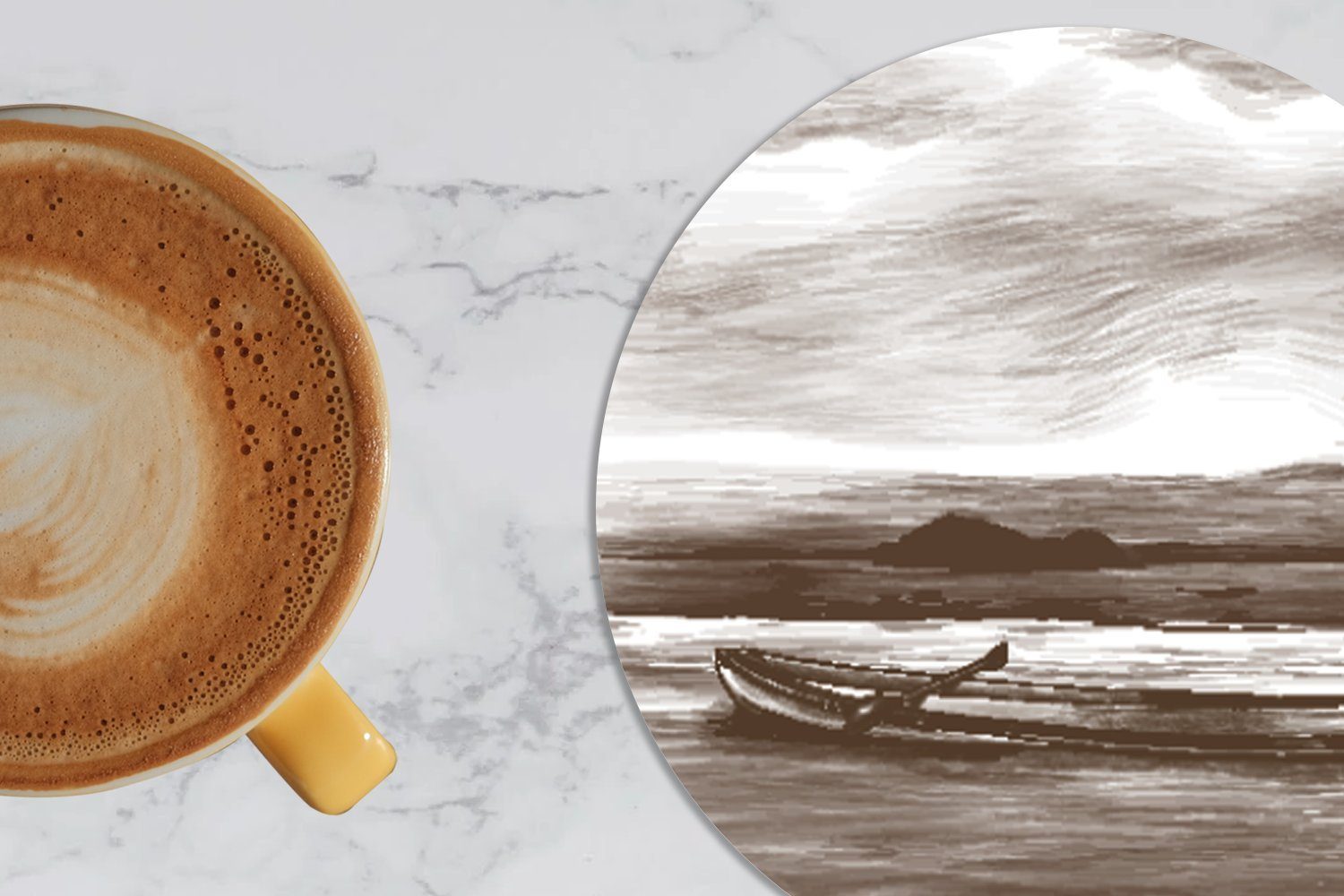 Tassenuntersetzer, MuchoWow - für Boot Tasse, Zubehör Schwarz Getränkeuntersetzer, - - Korkuntersetzer, Glasuntersetzer Weiß, Becher Meer 6-tlg., Gläser,