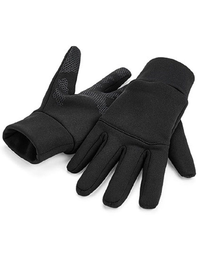 Schwarz Herren Handschuhe Sporthandschuhe Beechfield® - Multisporthandschuhe - Sport Atmungsaktiv Winddicht - - / Softshell / L/XL S/M Laufhandschuhe Gr.