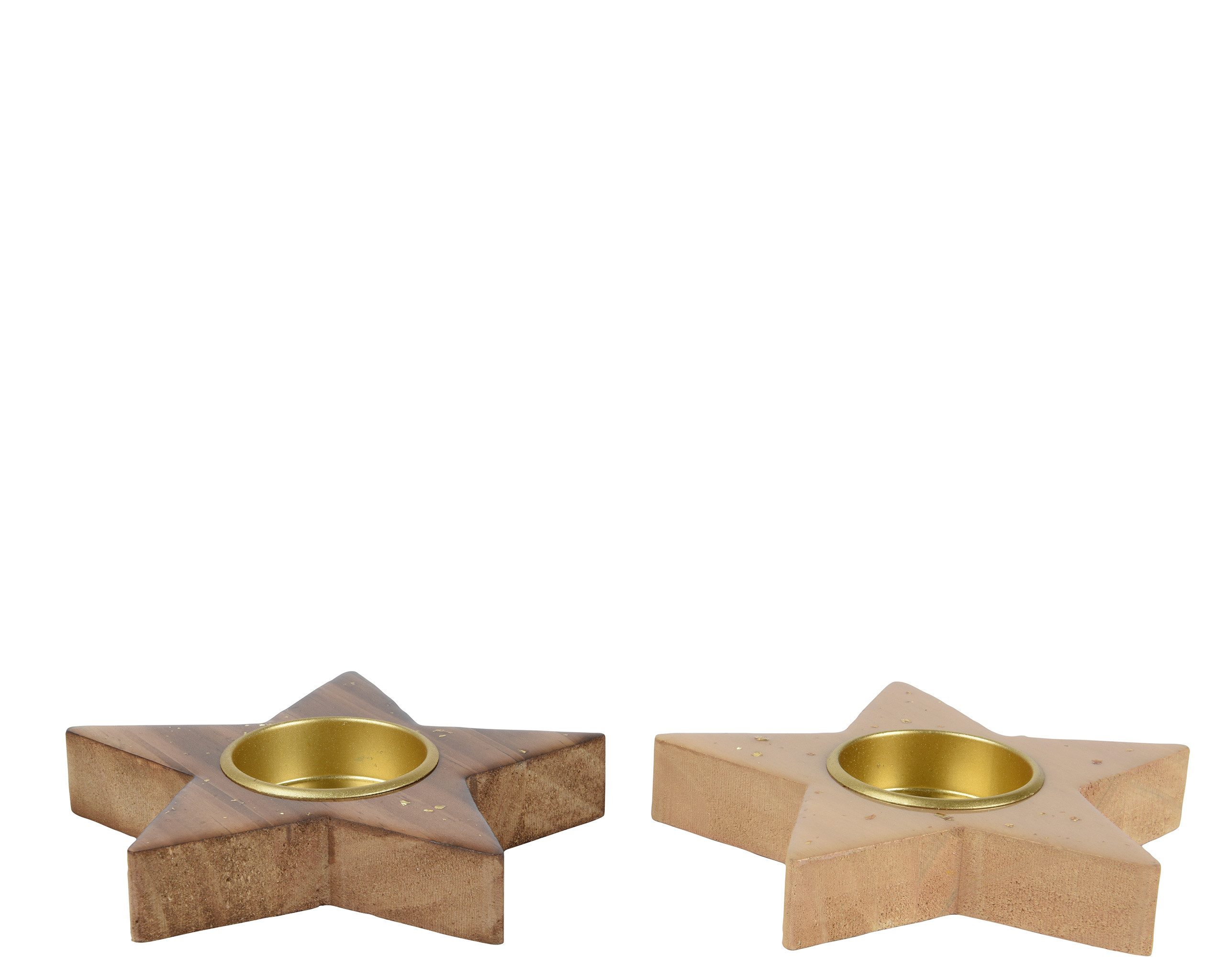 Kaemingk Teelichthalter, Teelichthalter Holz 11,5cm in Stern Form 1 Stück s günstig online kaufen