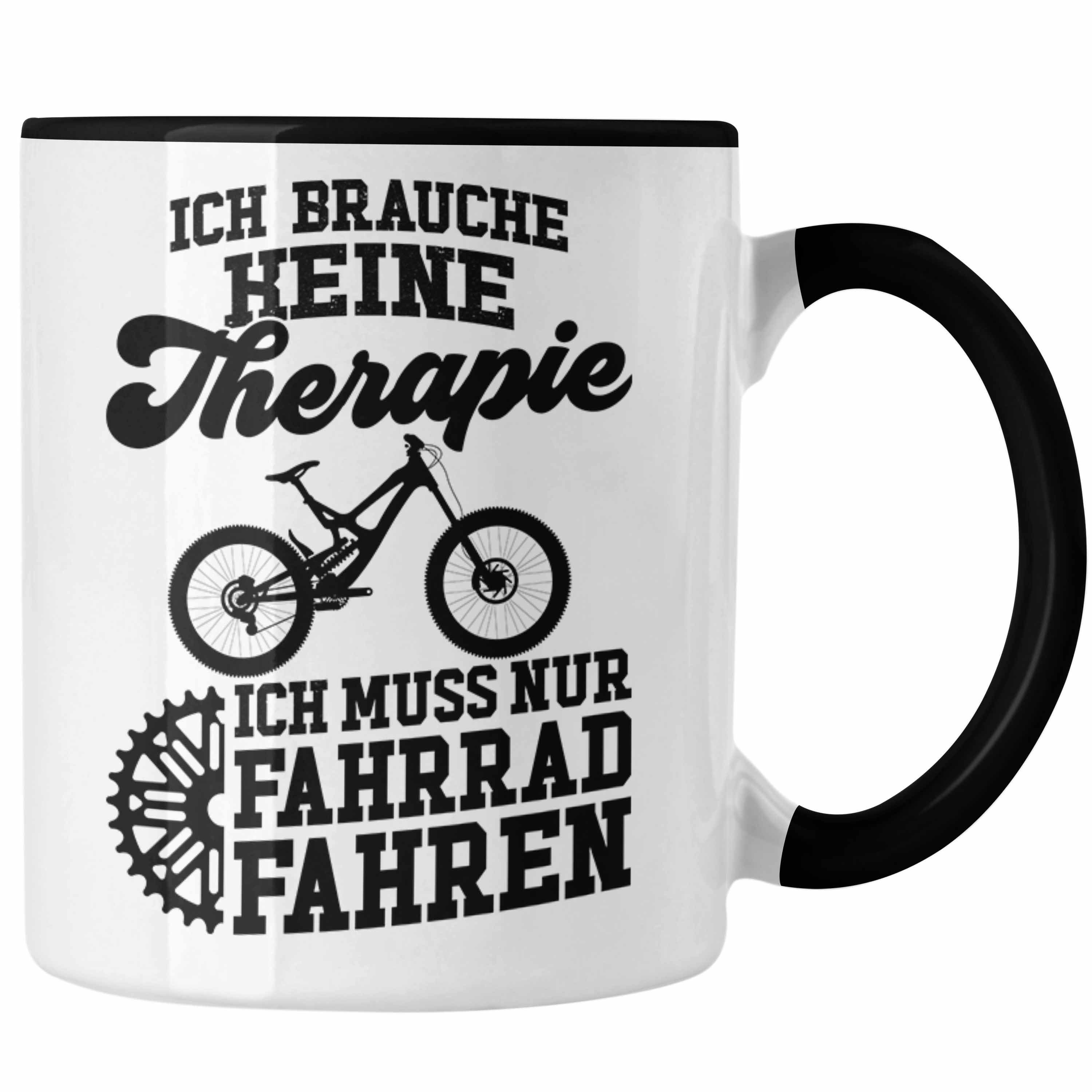 Trendation Tasse Trendation - Fahrrad Schwarz Rennrad Kaffeetasse Radfahrer Bike Therapie Geschenk Tasse Fahrradfahrer Geschenkideen