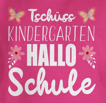 Shirtracer T-Shirt Tschüss Kindergarten Hallo Schule Einschulung Mädchen