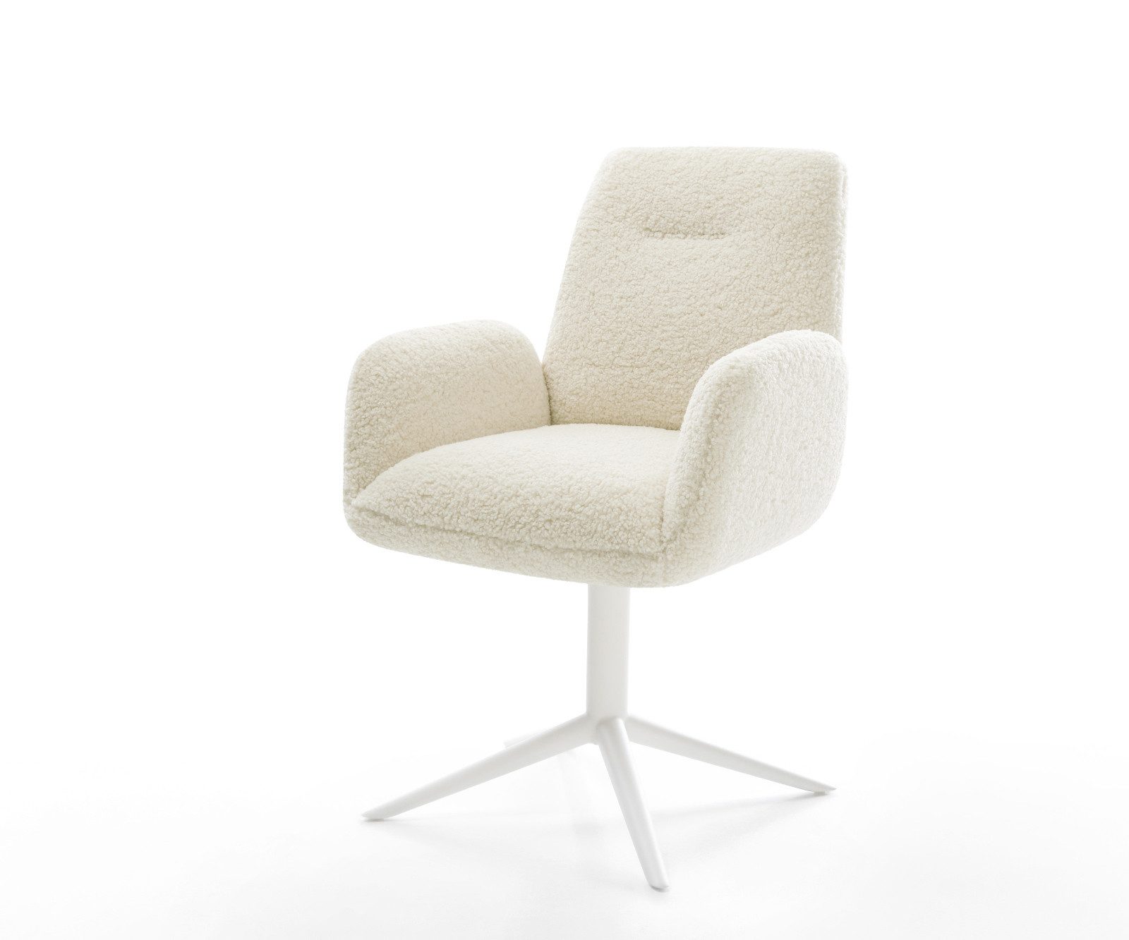 DELIFE Polsterstuhl Zoa-Flex, Fußkreuz Weiß Teddystoff günstig online kaufen
