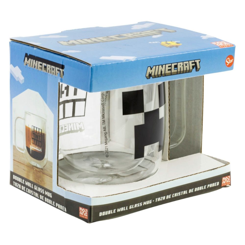 Minecraft Thermotasse Minecraft Gamer Creeper TNT doppelwandige Glastasse 290 ml, Glas