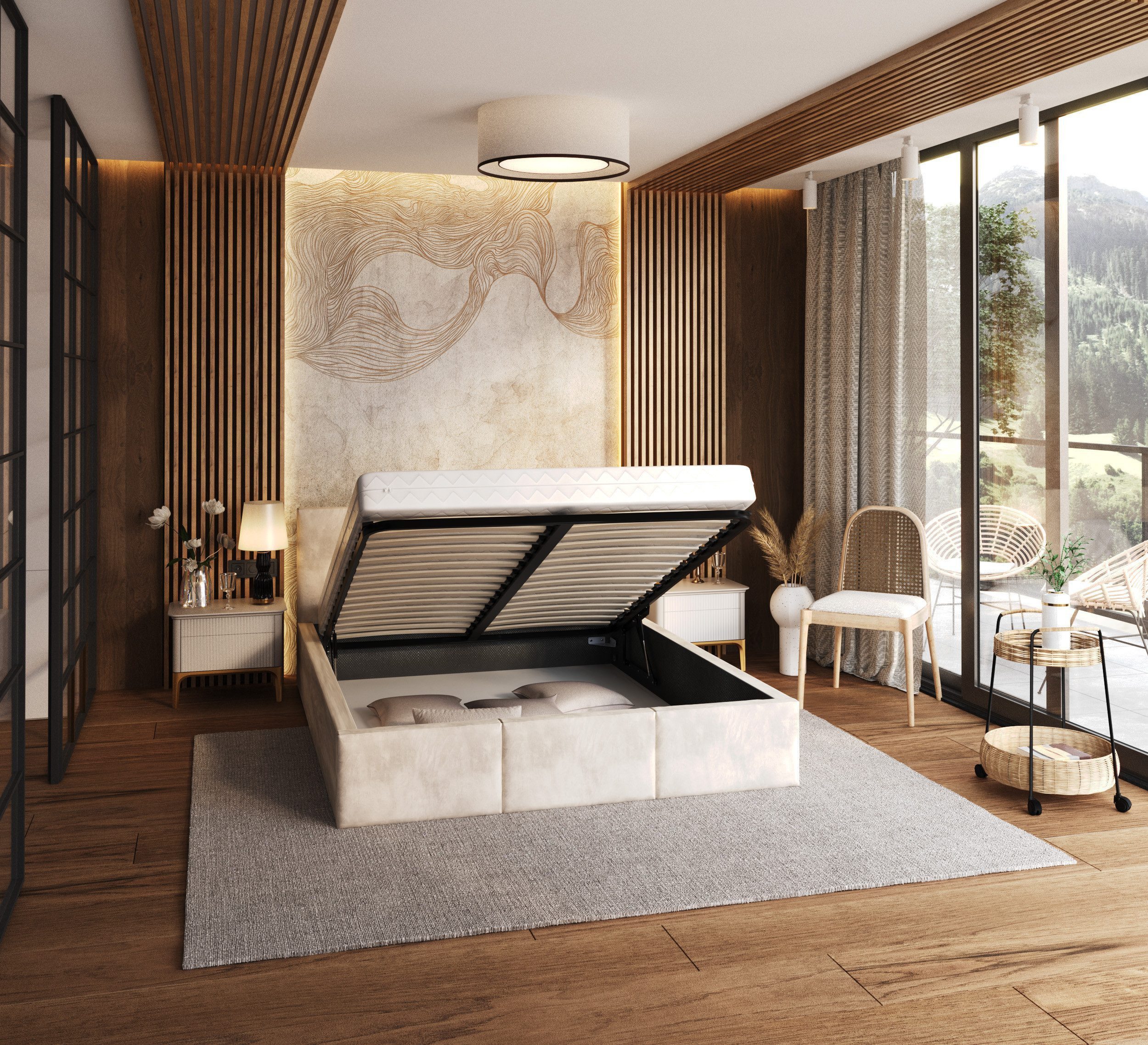 thematys Polsterbett Stauraumbett Bett mit Bettkasten - MADE IN EU - mit sa günstig online kaufen