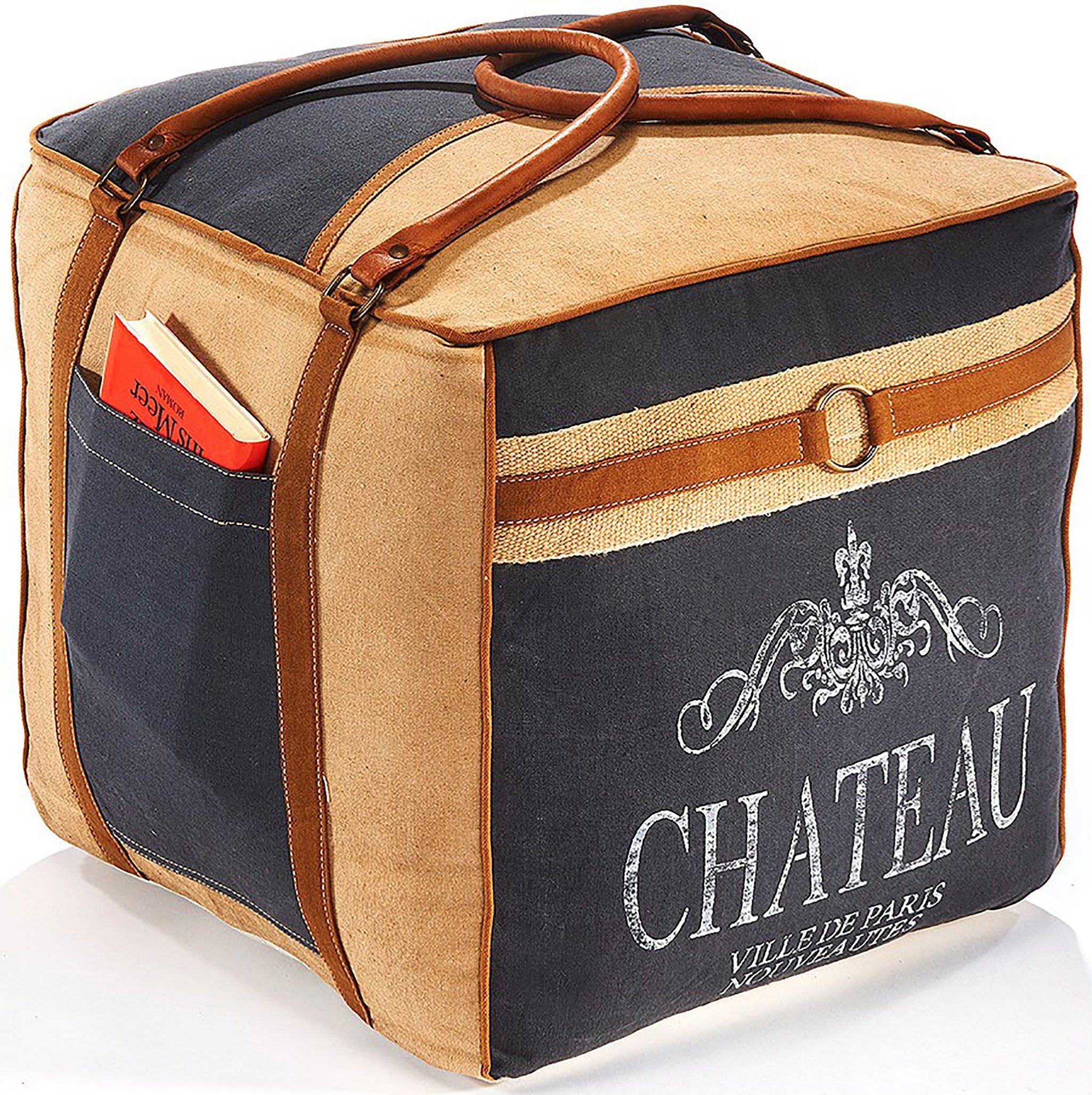 Kobolo Sitzwürfel Sitzpouf Pouf Hocker CHATEAU eckig aus Canvas (1 Stück)