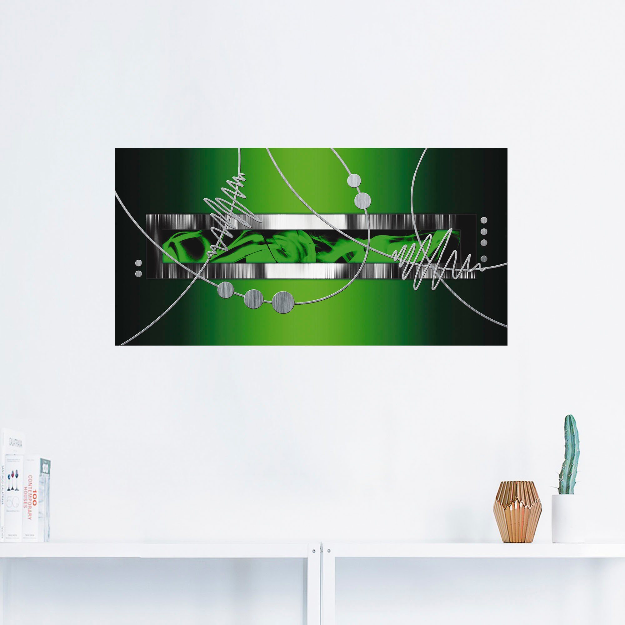 Größen Leinwandbild, Gegenstandslos Artland (1 Poster Grün, Silber Wandaufkleber versch. Alubild, St), in oder abstrakt Wandbild auf als