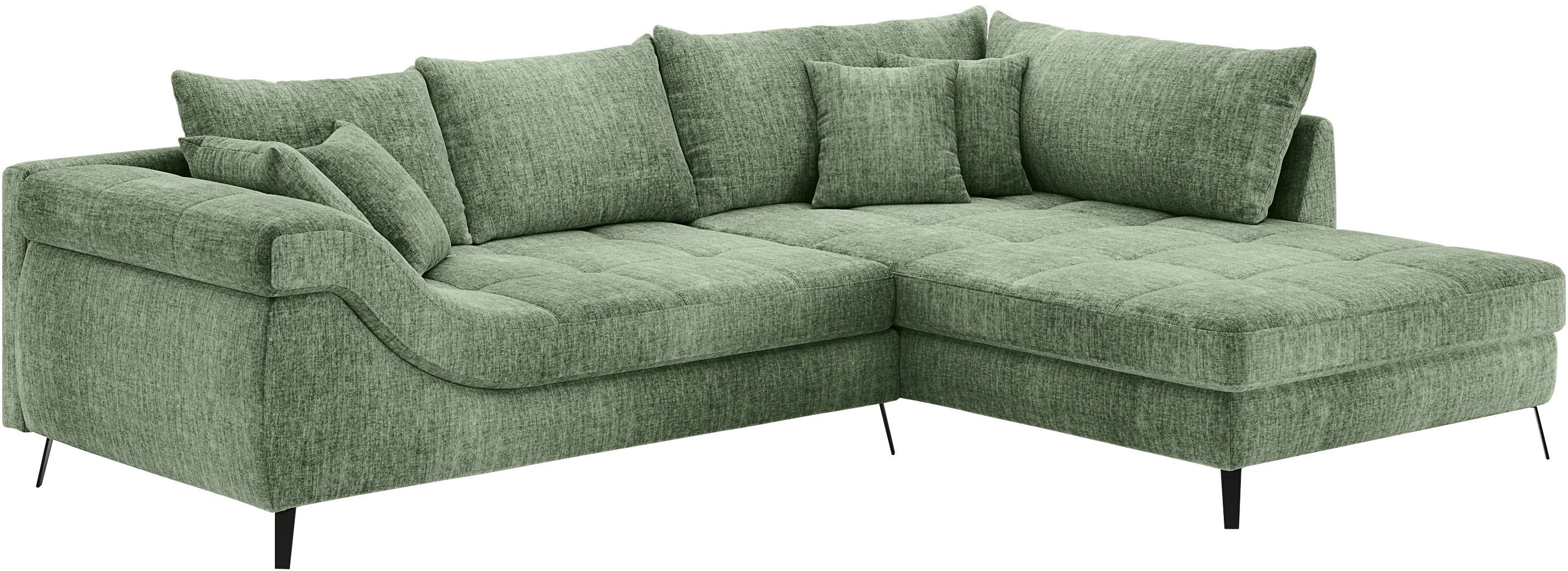 Mr. Couch Ecksofa Portofino L-Form, 4 Bezugsqualitäten, 13,5 cm hohe Metall-Profilfüße in matt-schwarz