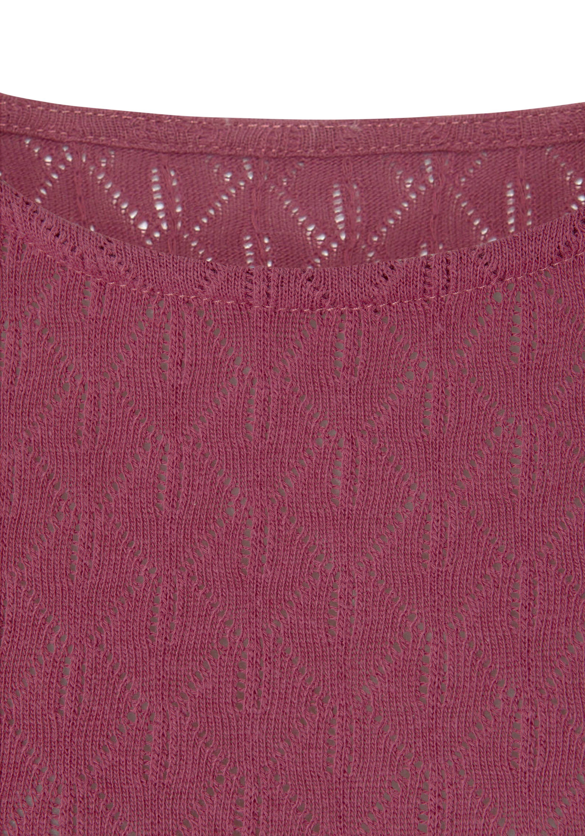 Vivance by Lascana Langarmshirt mit modischem Ajour-Muster Sommershirt aus leichtem Baumwollstrick