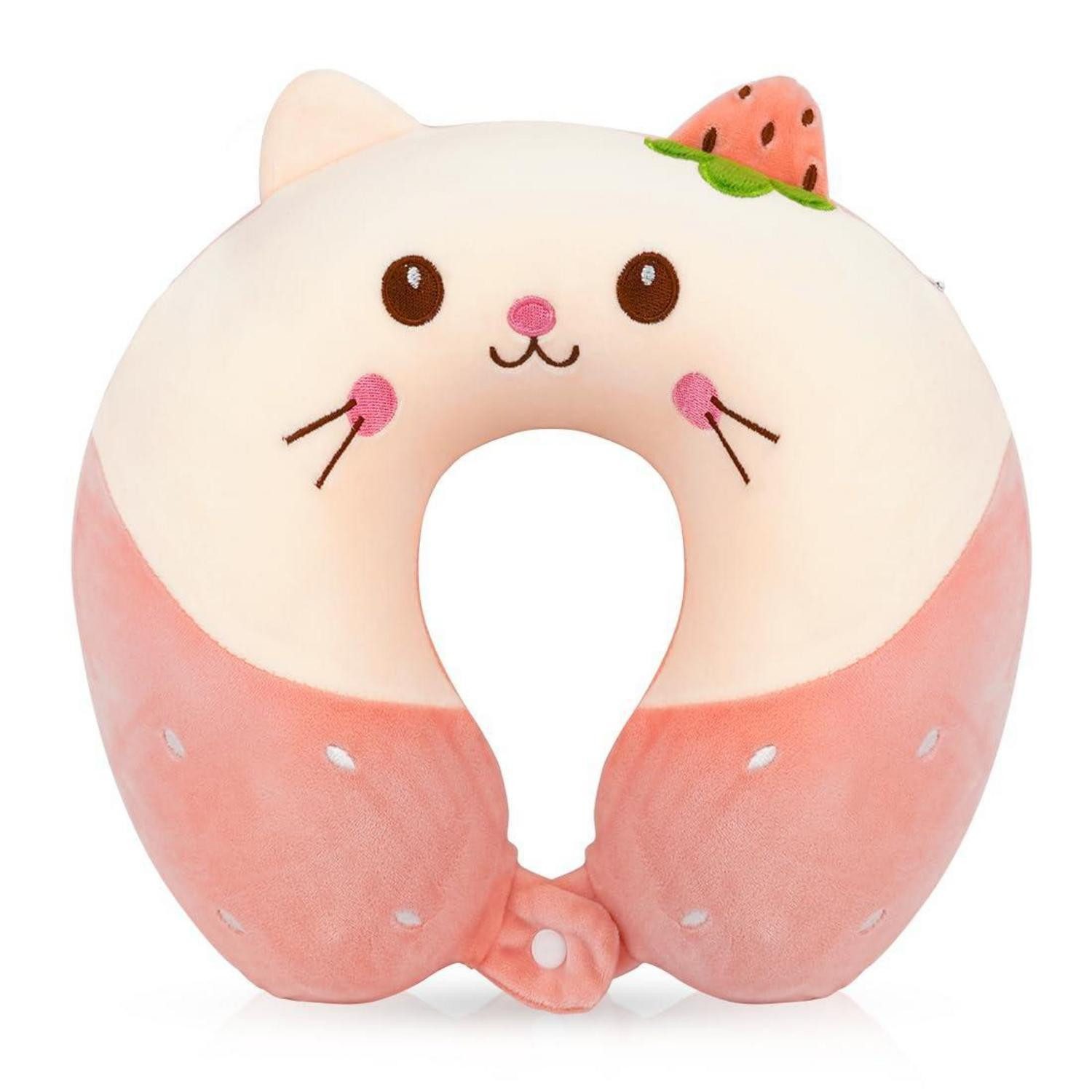 LuxusKollektion Reisekissen Nackenkissen Kinder Cartoon Tier Memoryschaum Rosa