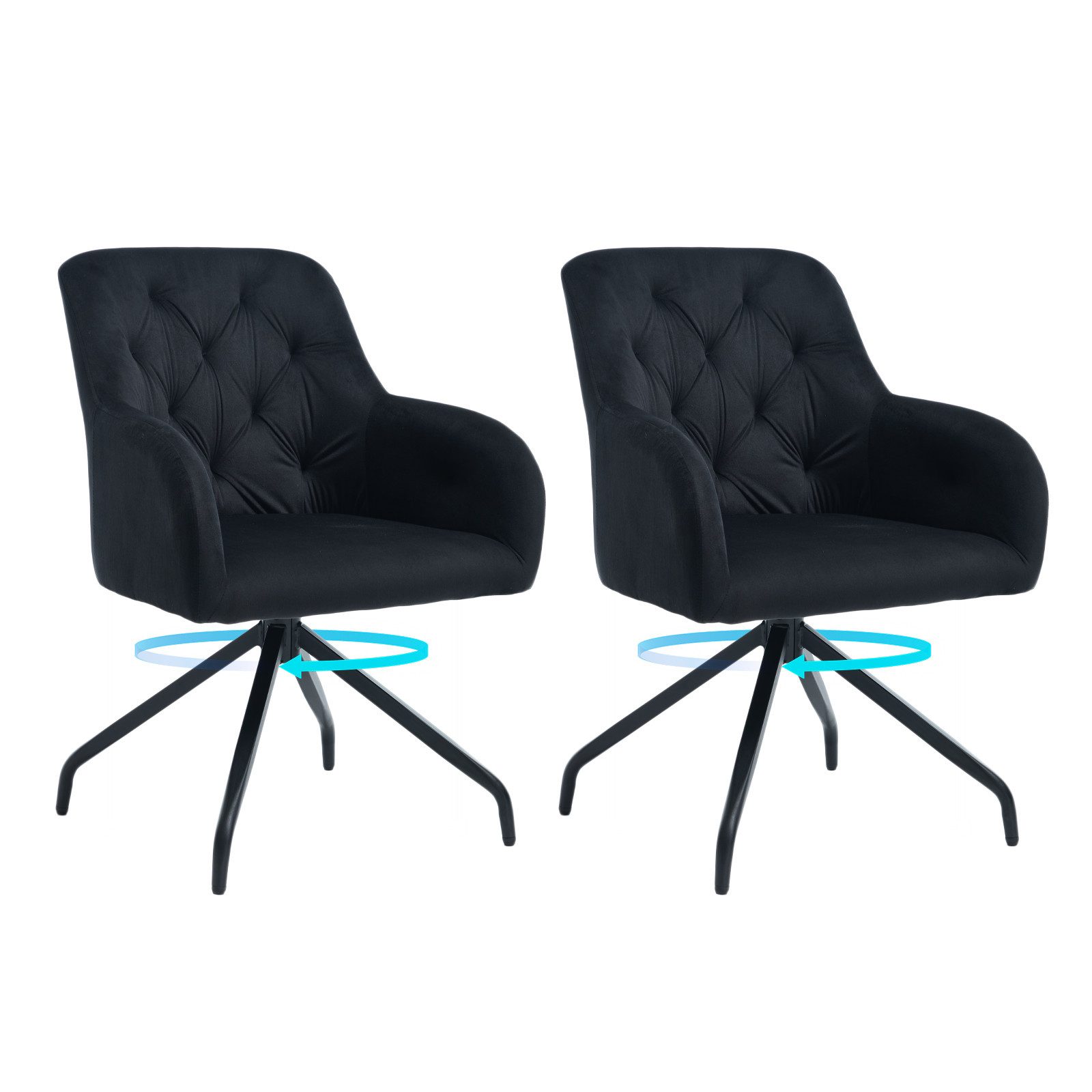 Happy Home Esszimmerstuhl 360° drehbarer Samt-Esszimmerstuhl, X-Gestell - S günstig online kaufen