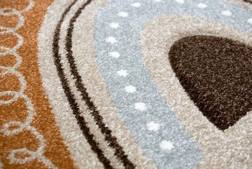 Kinderteppich Kinderzimmer Teppich Spielteppich gepunktet Herz Regenbogen Design Creme Beige, Teppich-Traum, rechteckig, Höhe: 13 mm