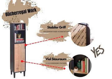 Cilek Bücherregal Work, mit Aufdruck, Breite 35 cm, vier Regalböden, Schrankfach
