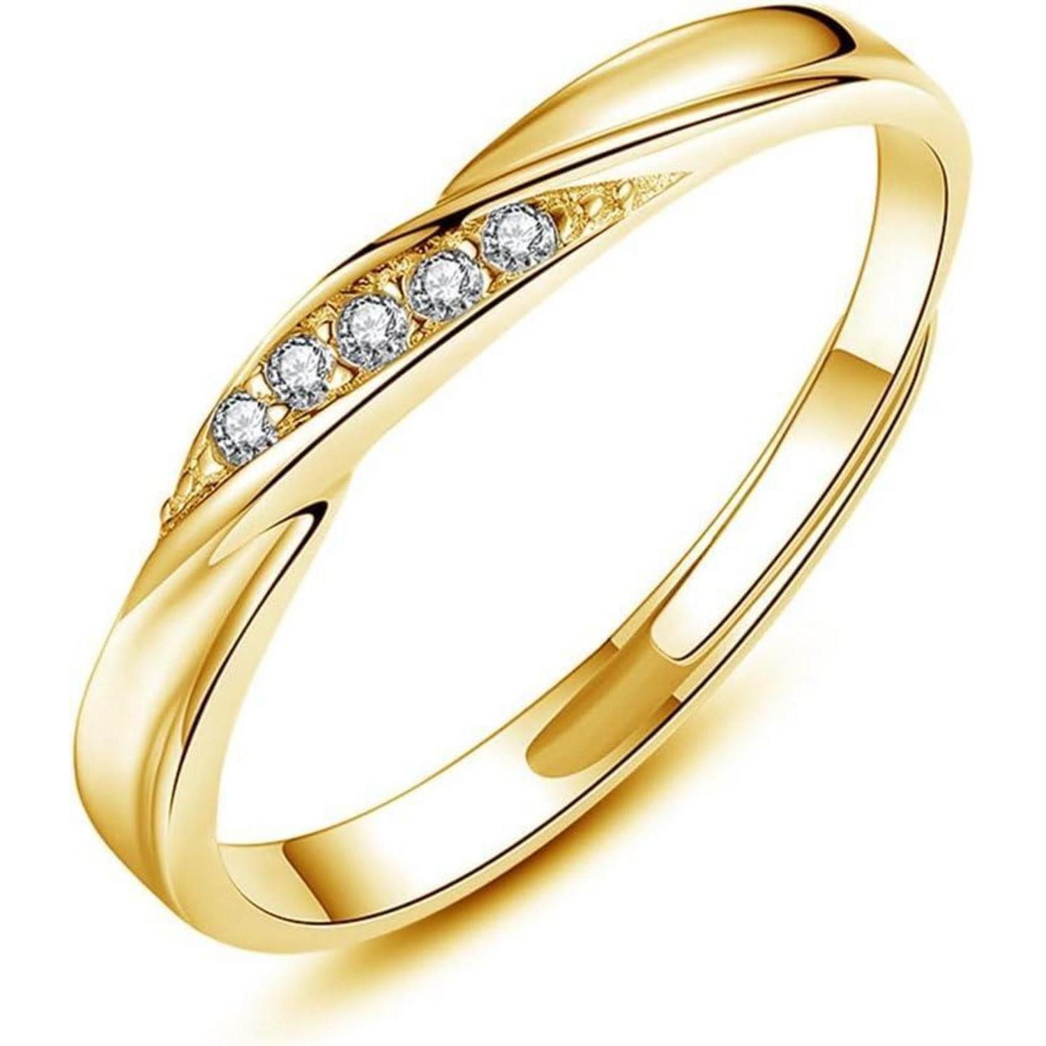 Partnerring Trauringe Herren Damen Verstellbar 925 Silber Zirkonia Gold Damen Ring