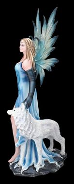 Figuren Shop GmbH Fantasy-Figur Elfen Figur Talia mit Winter Wolf - Fee Fantasy Dekoration Dekofigur
