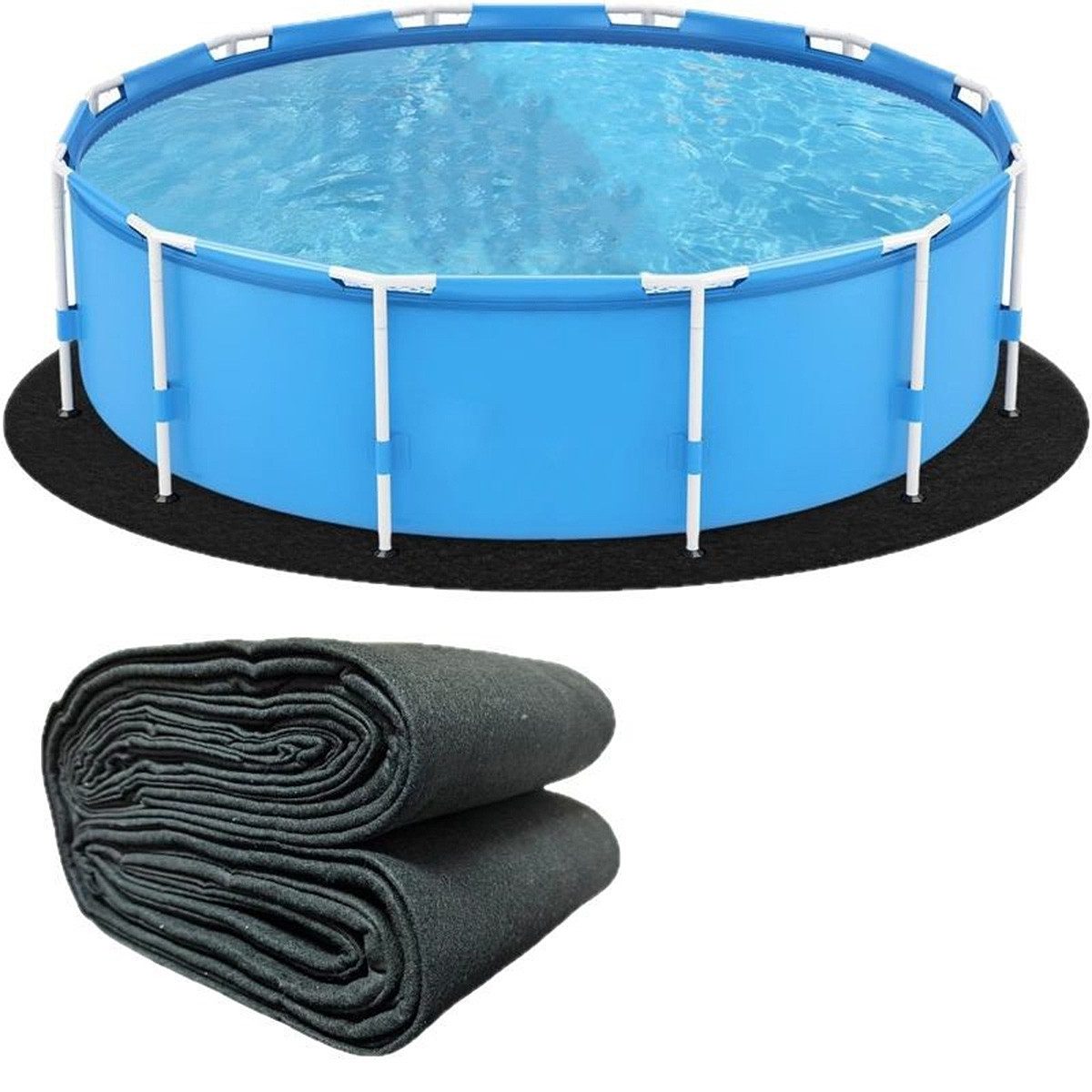 Novzep Pool-Bodenschutzfliese Poolunterlage rund Ø 460 cm Filz Bodenplane oberirdische Pools 15 ft, 1-St.