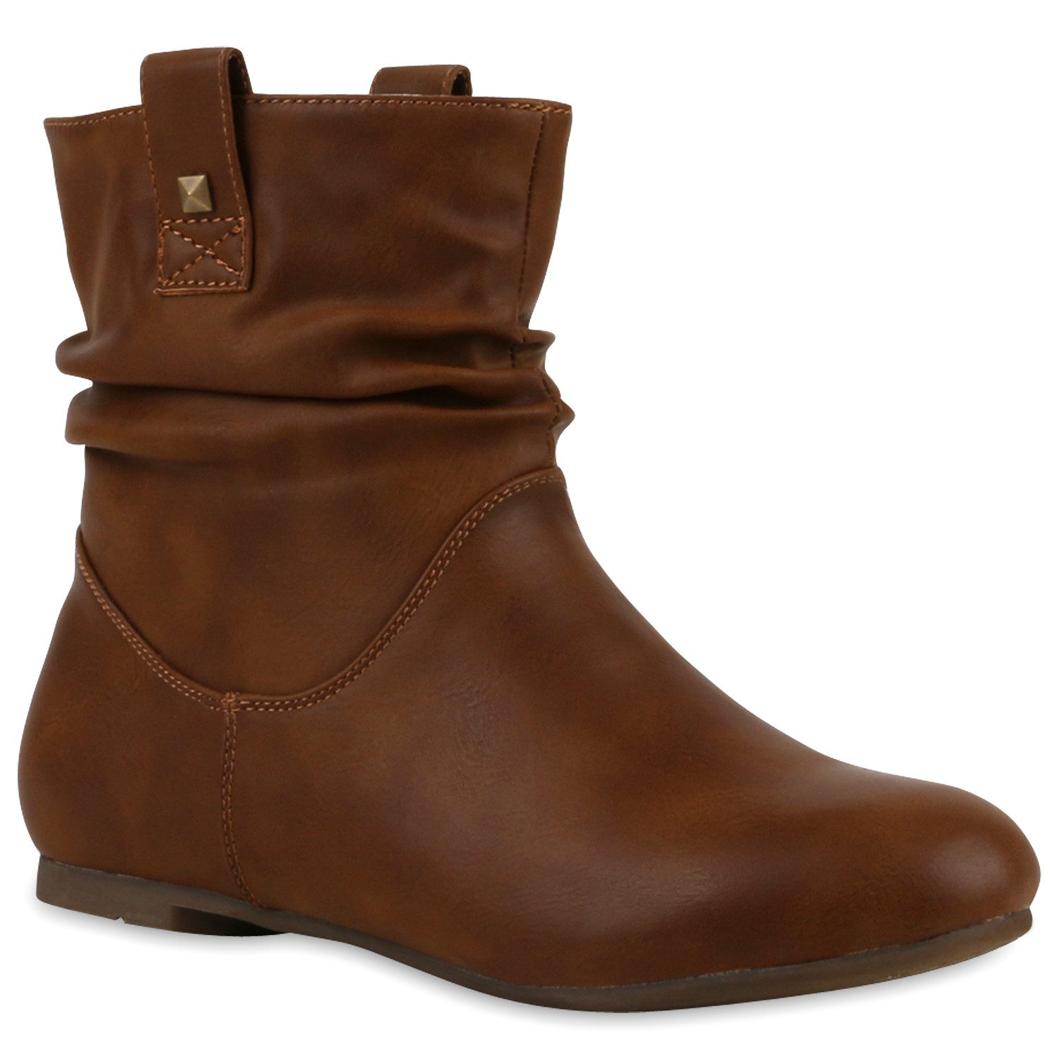 VAN HILL 811678 Schlupfboots Gefütterte Damen Schlupfstiefel Nieten Stiefeletten Leder-Optik