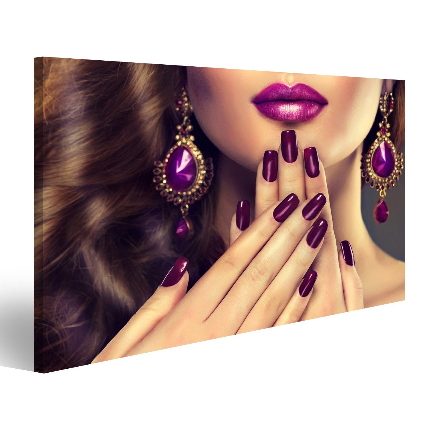 islandburner Leinwandbild Bild auf Leinwand Luxus Mode Stil Nägel Maniküre Kosmetik Make Up Und