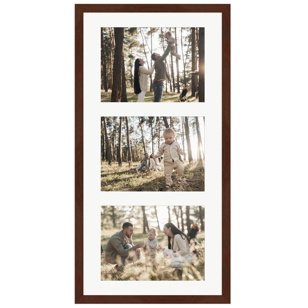 WANDStyle Galerierahmen G950 25x50 cm, für 3 Bilder, im Format 13x18 cm, aus Massivholz in der Farbe Nussbaum – Bild 5 von 5