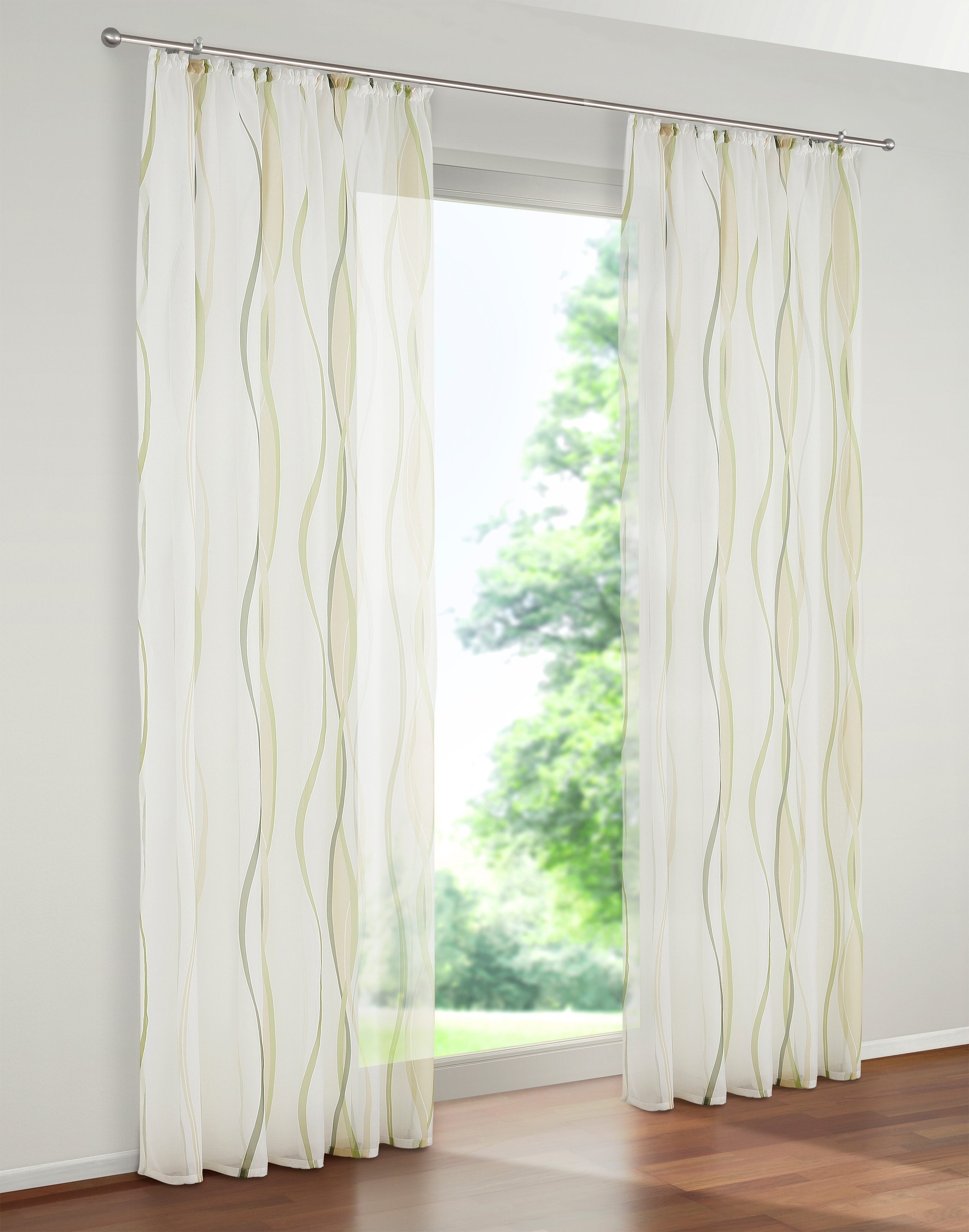 Gardine Dimona, my home, Kräuselband (2 St), transparent, Voile, 2er-Set, Bestseller, Polyester, Wellen