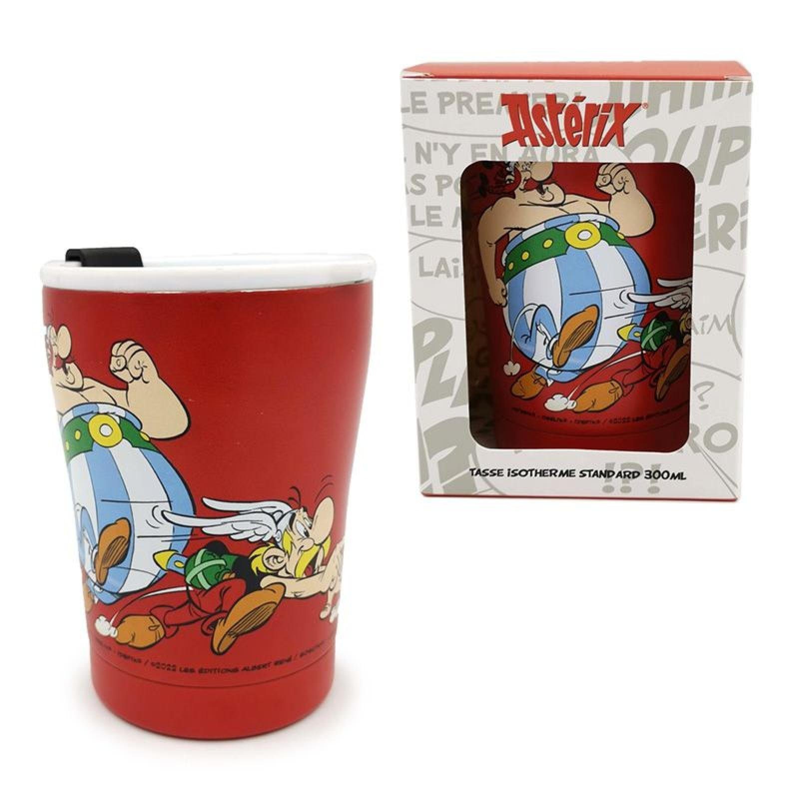 Puckator Thermobecher Asterix & Obelix roter wiederverwendbarer Thermobecher für Lebensmitte
