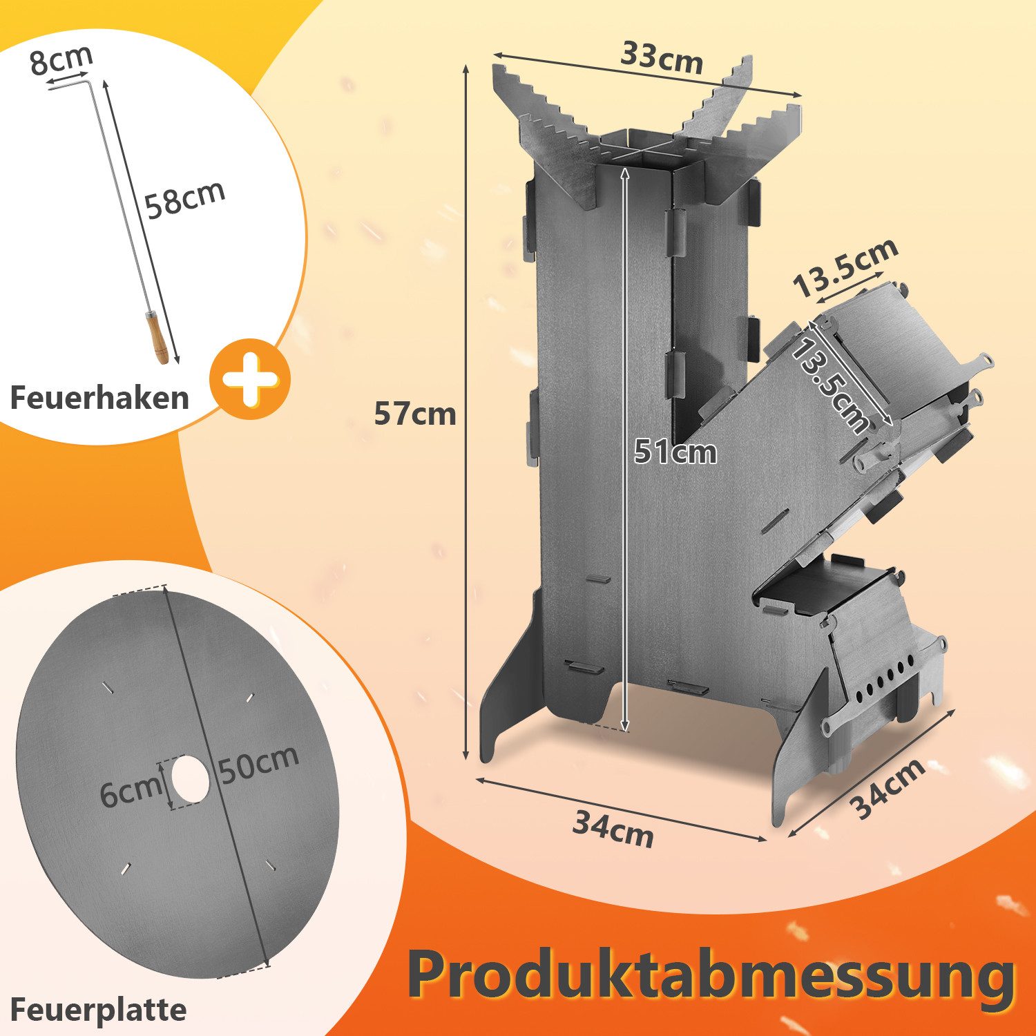 Clanmacy Feuerschale Raketenofen inkl. Grillplatte und Feuerstellen-Poker C günstig online kaufen