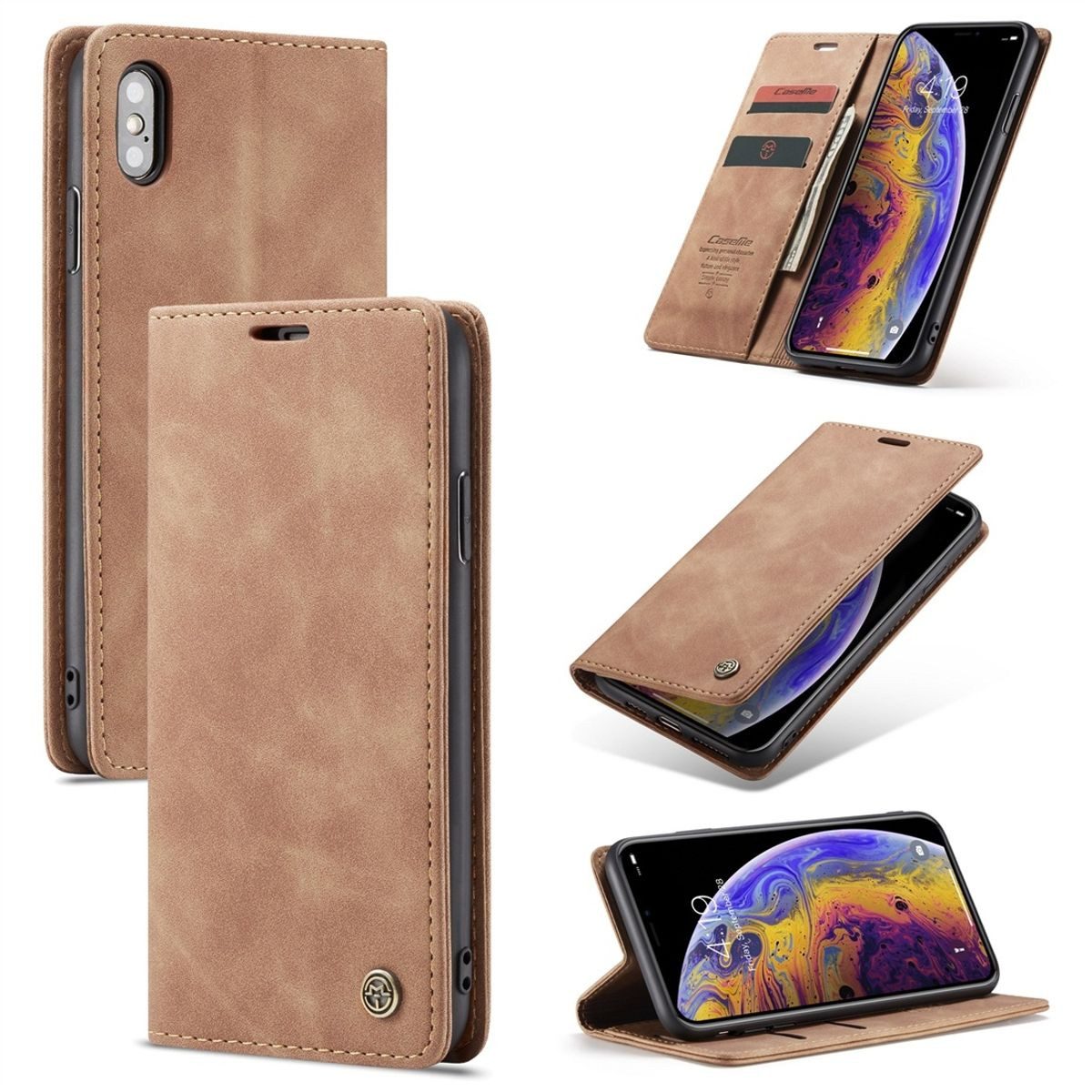 König Design Handyhülle Apple iPhone X, Schutzhülle Schutztasche Case Cover Etuis Wallet Klapptasche Bookstyle