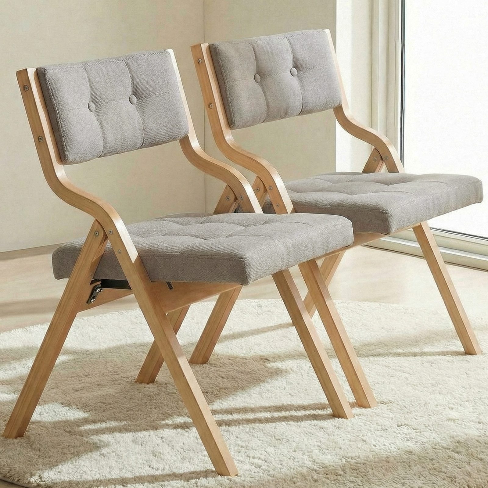 TLGREEN Klappstuhl,Küchenstuhl mit gepolstertem Sitz, (2 St), ergonomisch, platzsparend, rutschfest & stabil